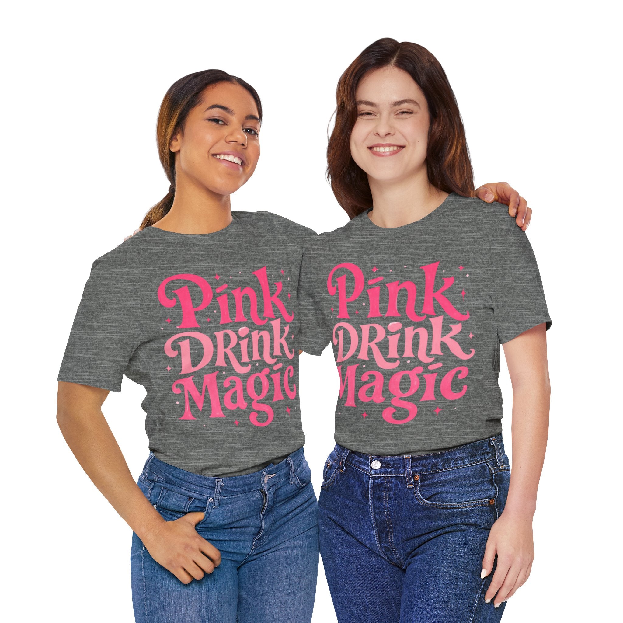Pink Drink Magic Tee — Cute Retro Script Graphic T-Shirt