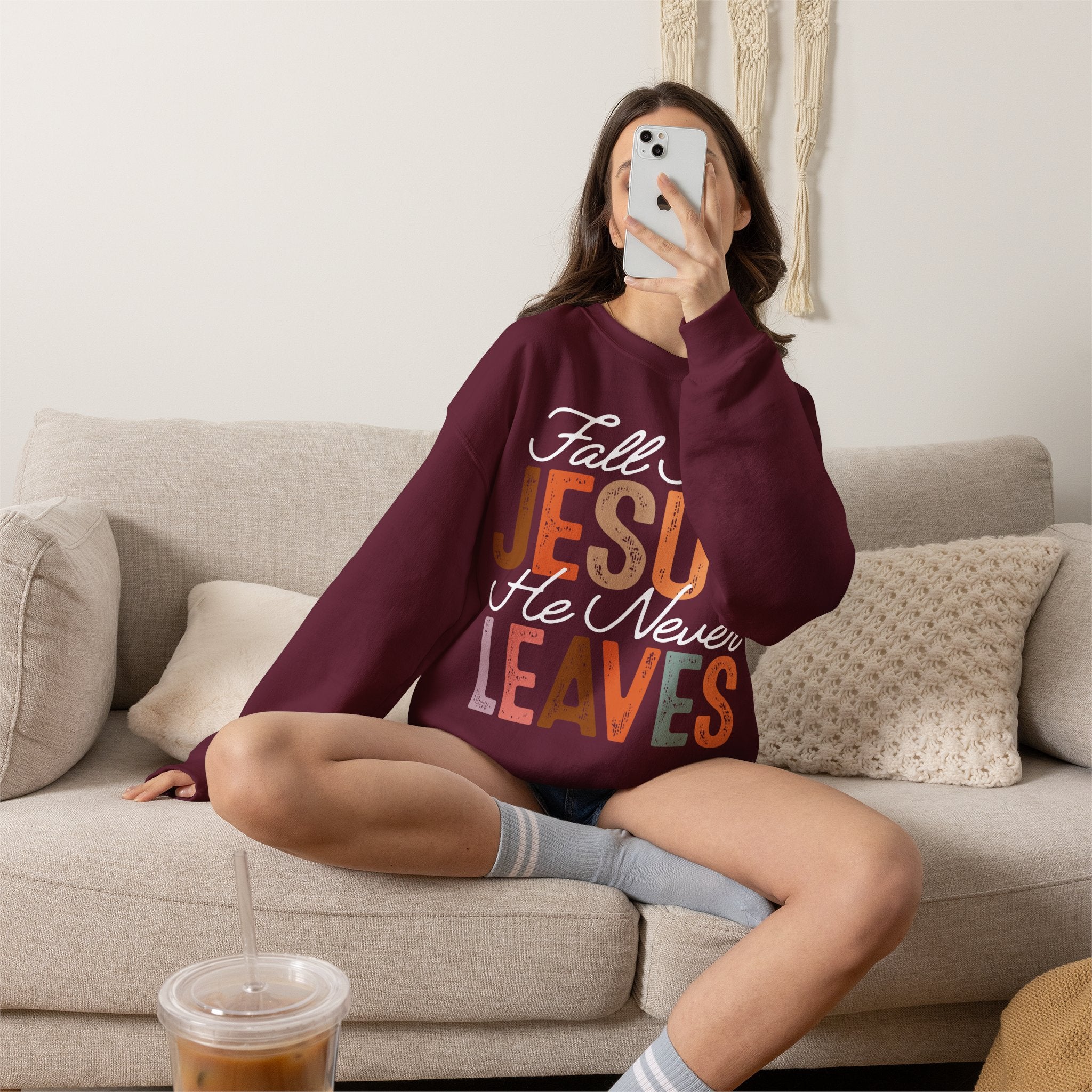 Fall For Jesus  Sweatshirt — Christian Faith Typography Crewneck