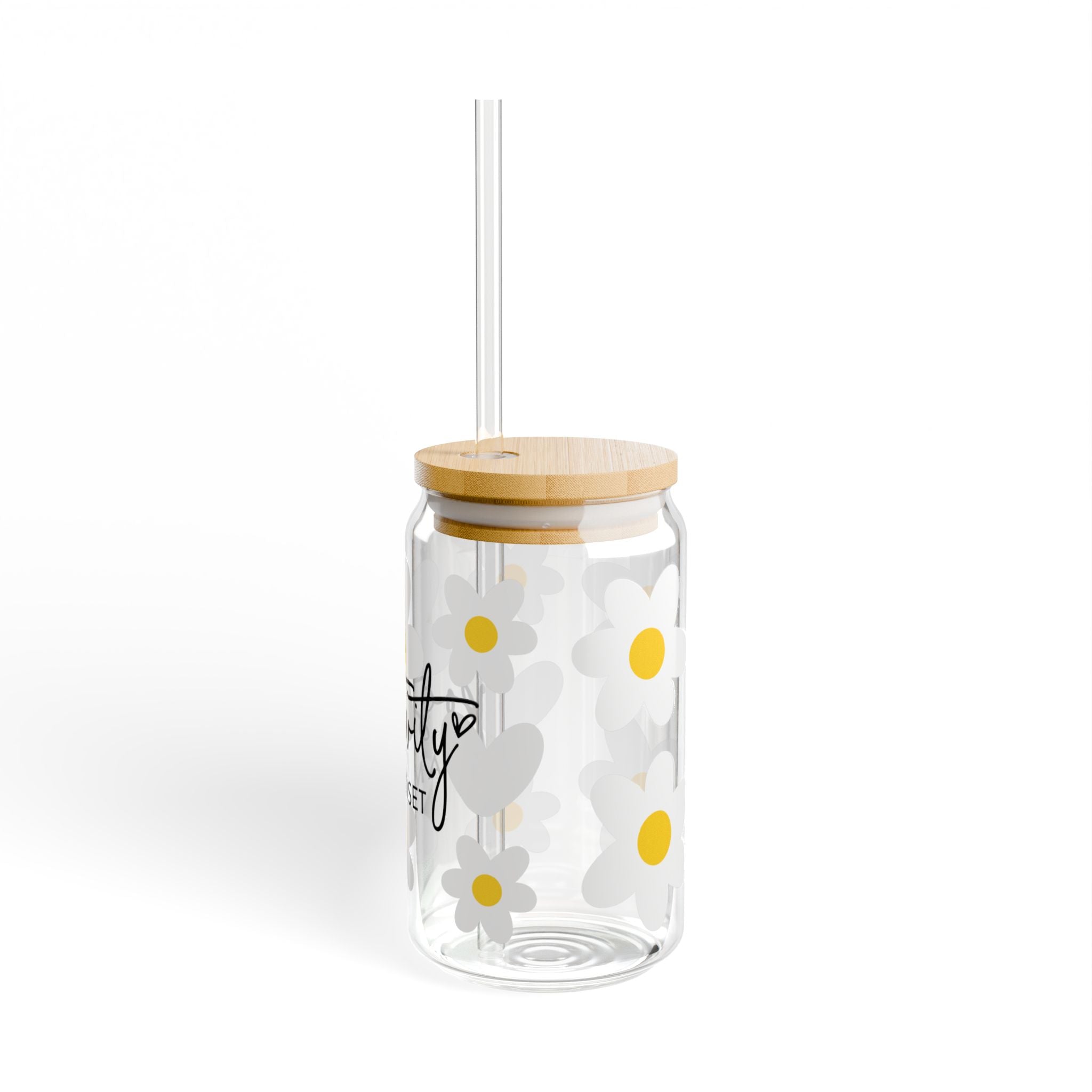 Positivity Is a Mindset 16oz Glass Sipper Cup