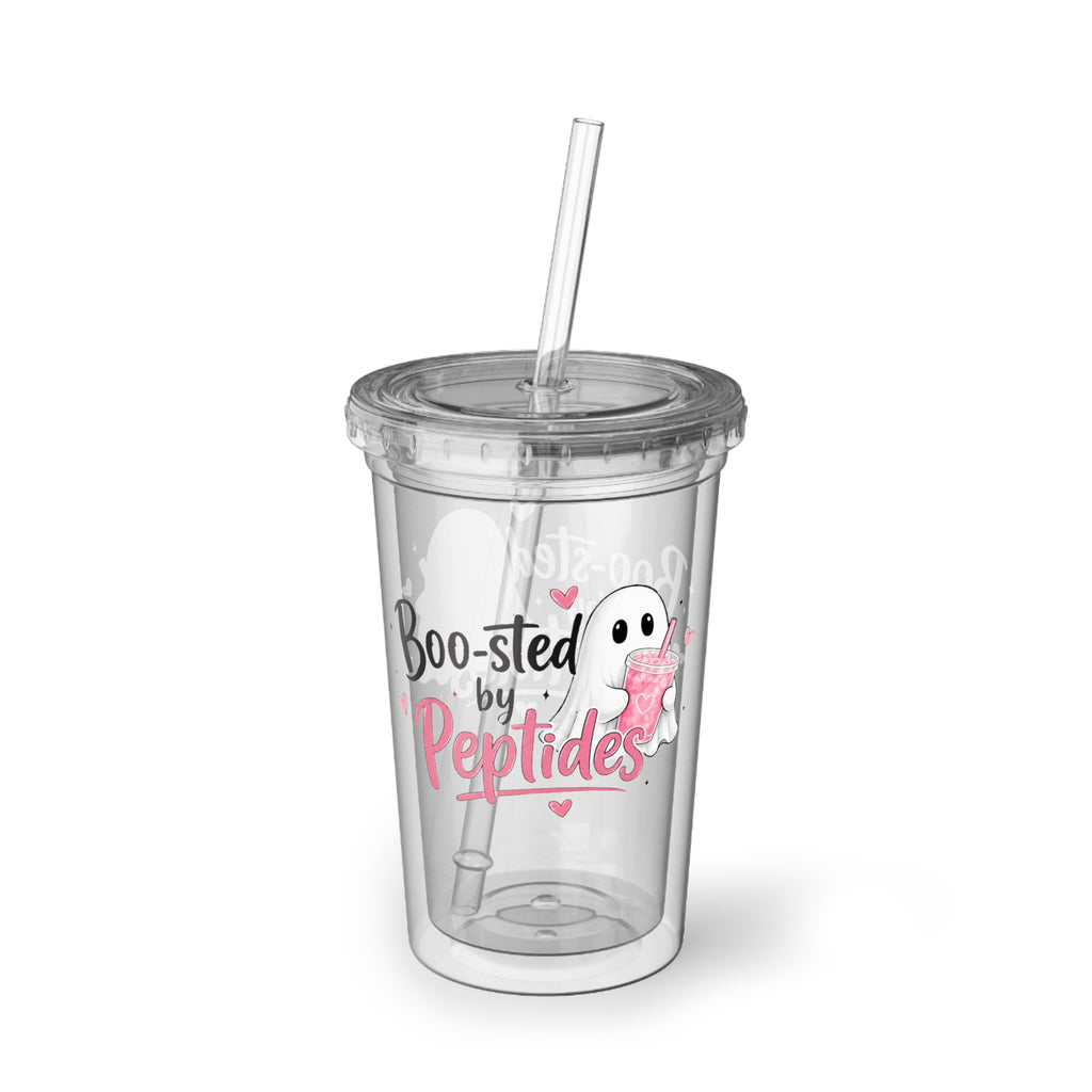 Acrylic Tumbler — "Boo-sted by Peptides" Cute Ghost Cup