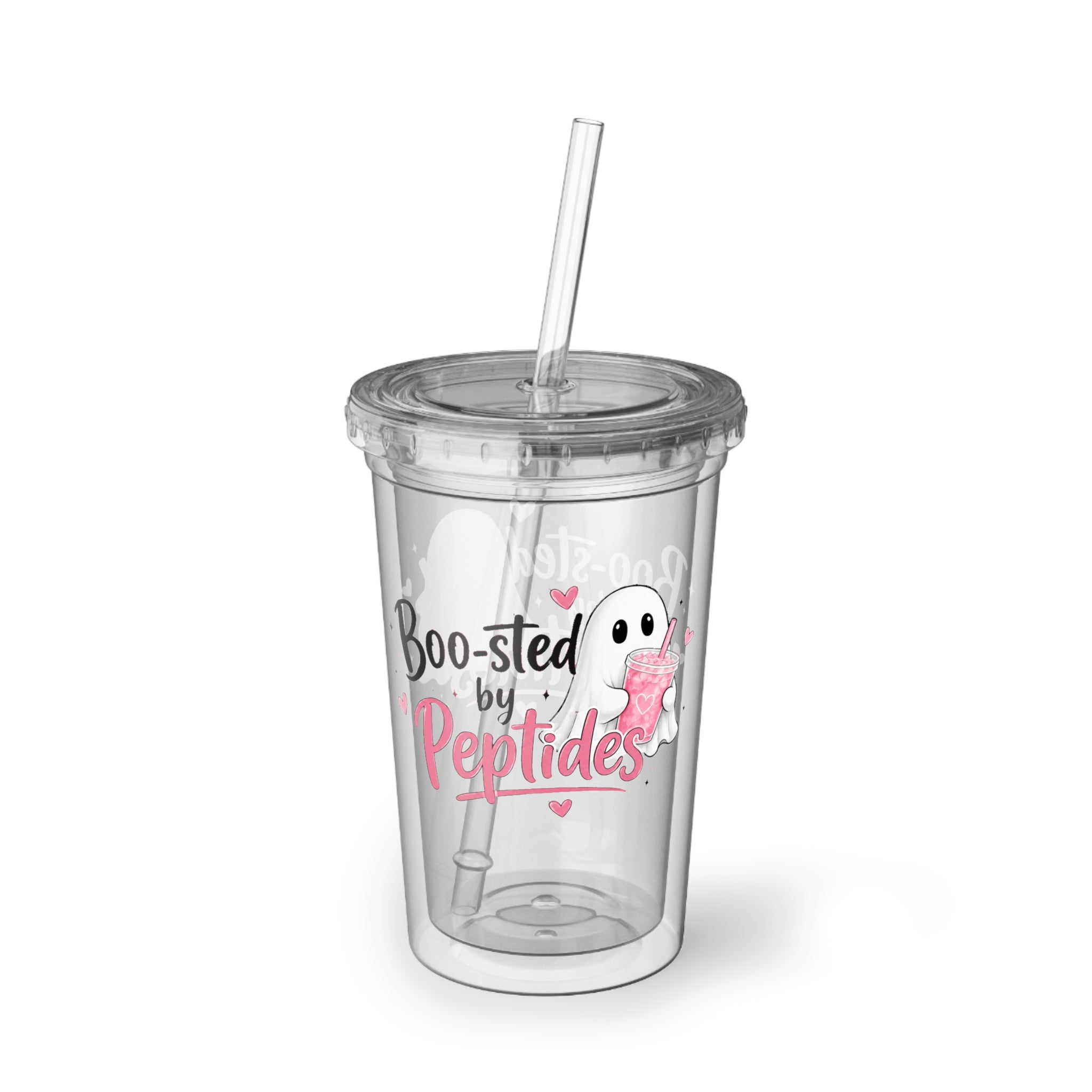 Acrylic Tumbler — "Boo-sted by Peptides" Cute Ghost Cup
