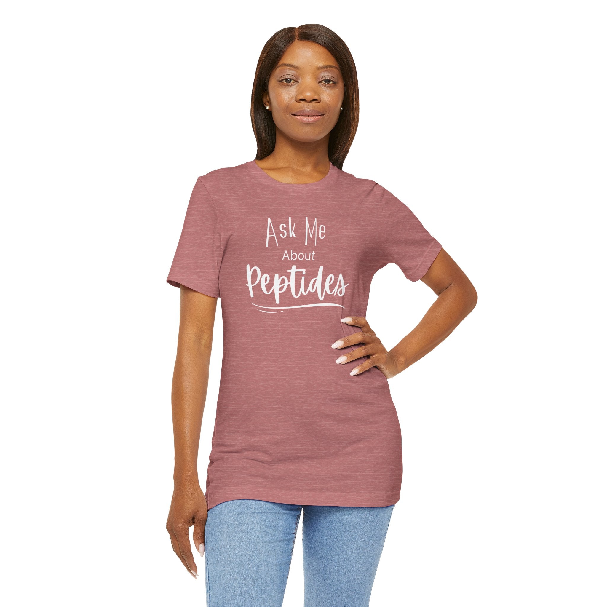Ask Me about Peptides — Unisex Jersey Short Sleeve T-Shirt