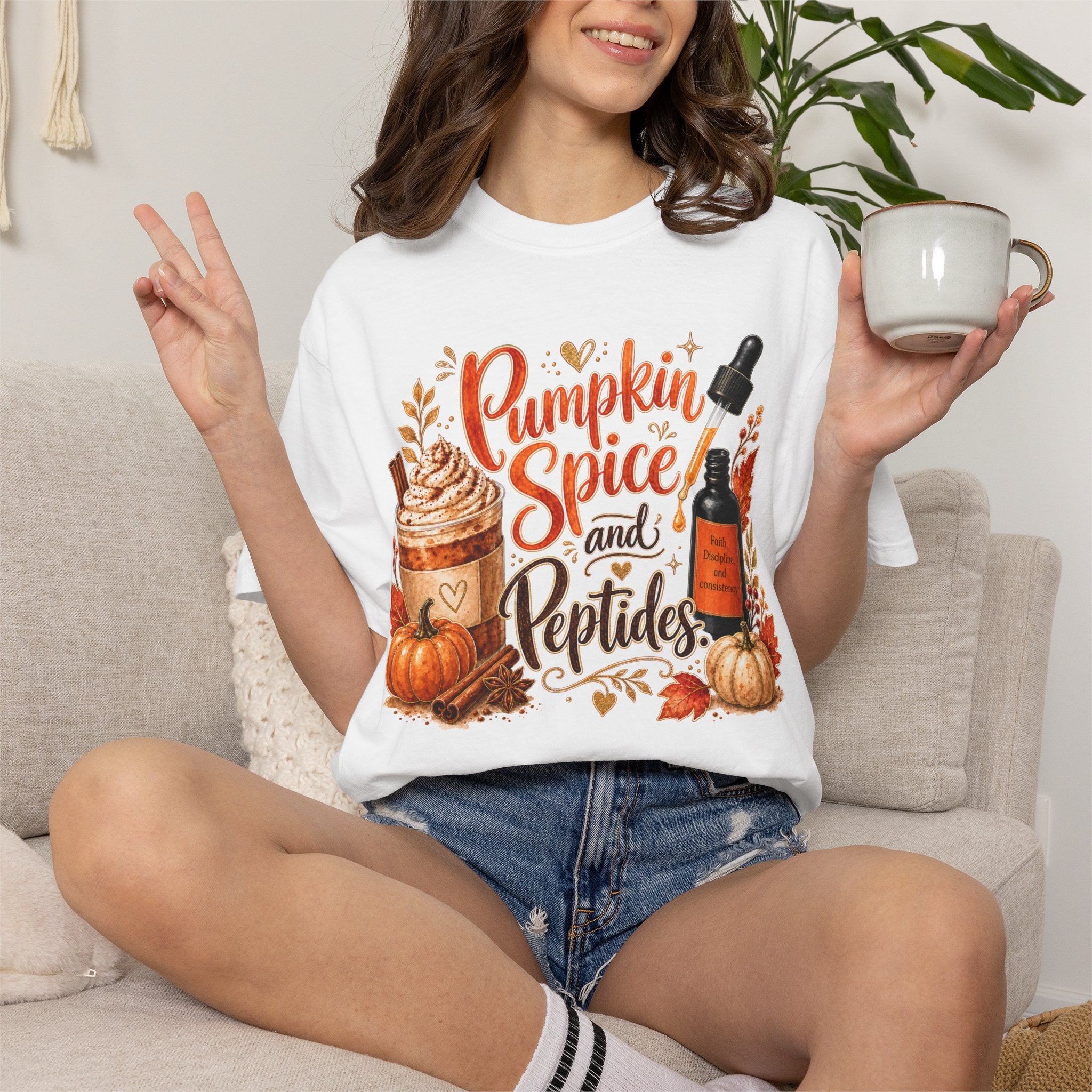 Pumpkin Spice and Peptides T-Shirt