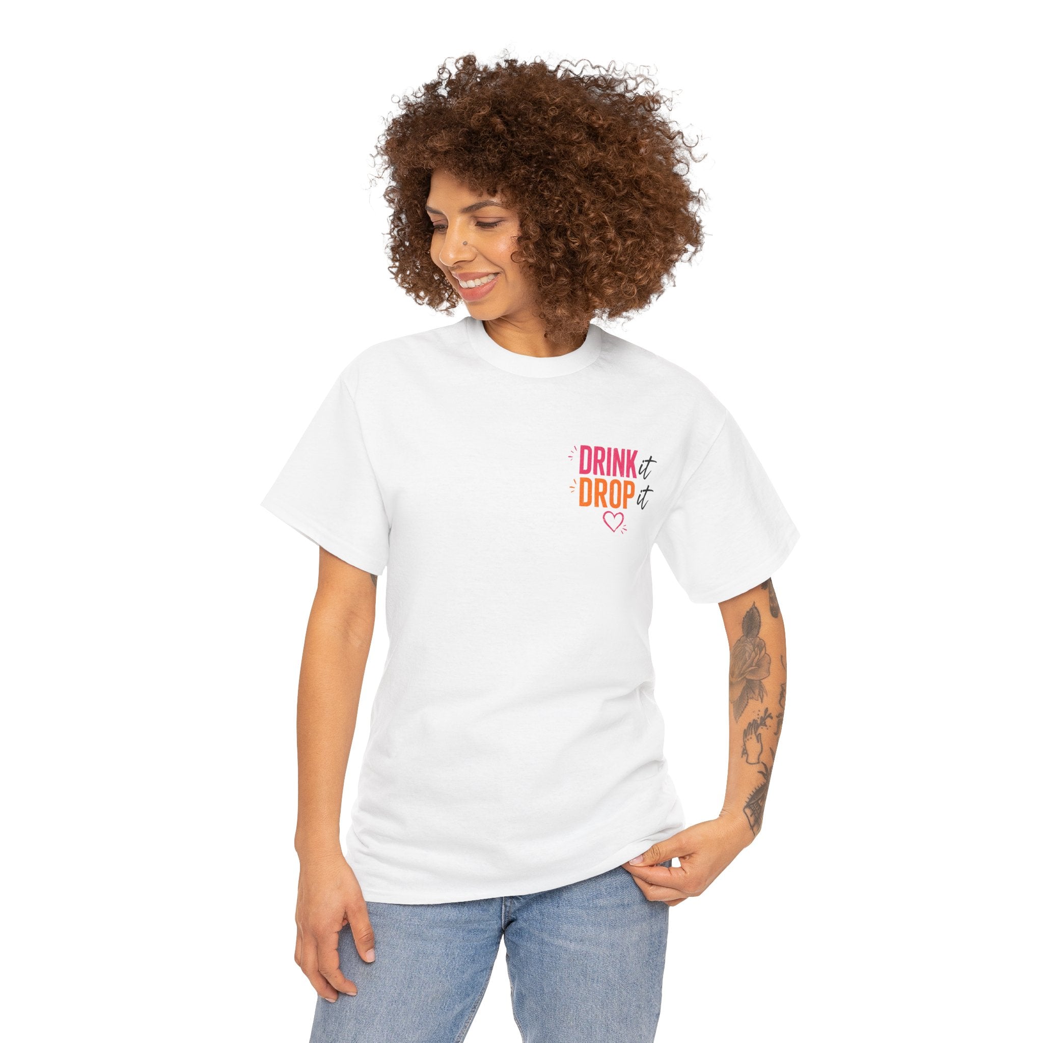 Drink Drop Heart Tee — Cute Minimalist Coffee Graphic T‑Shirt