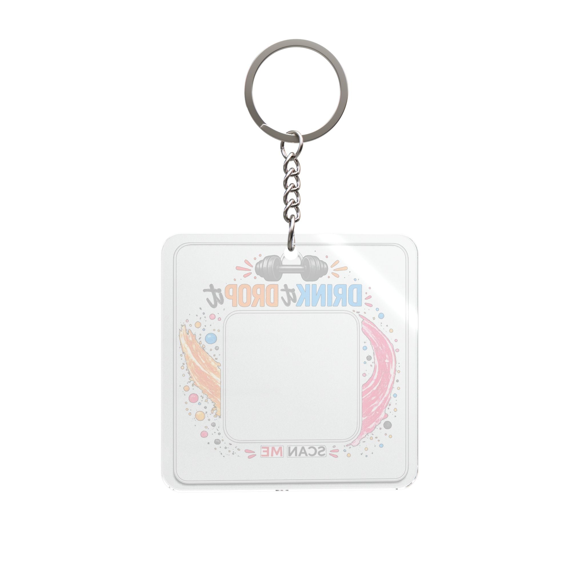 Custom QR Code Square Keychain — Personalized Business Link, Dumbbell Small Acrylic Keyring