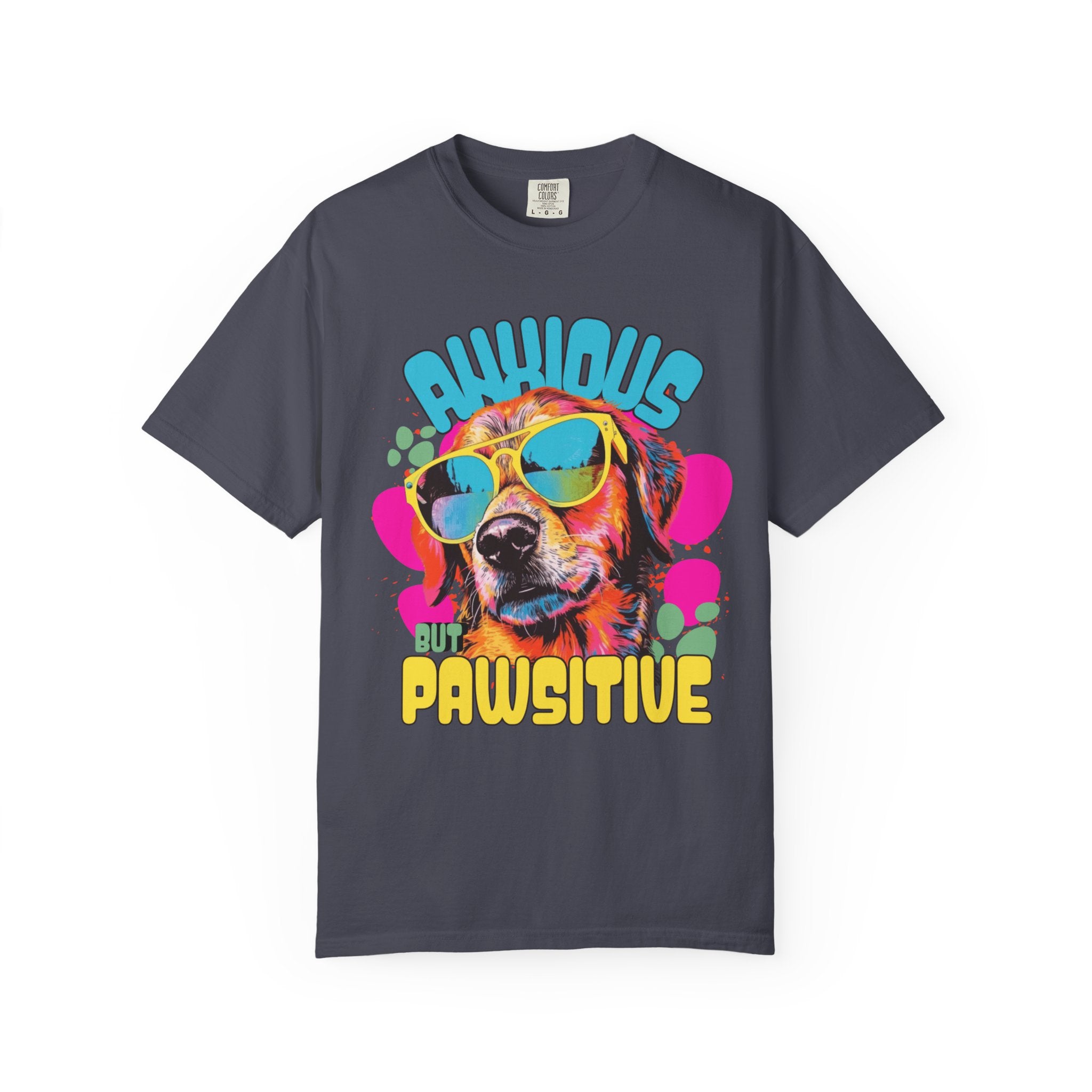Retro Golden Retriever Shirt, Anxious but Pawsitive Tee, Mental Health Dog Mom, Comfort Colors Colorful Puppy T Shirt, Dog Lover Gift