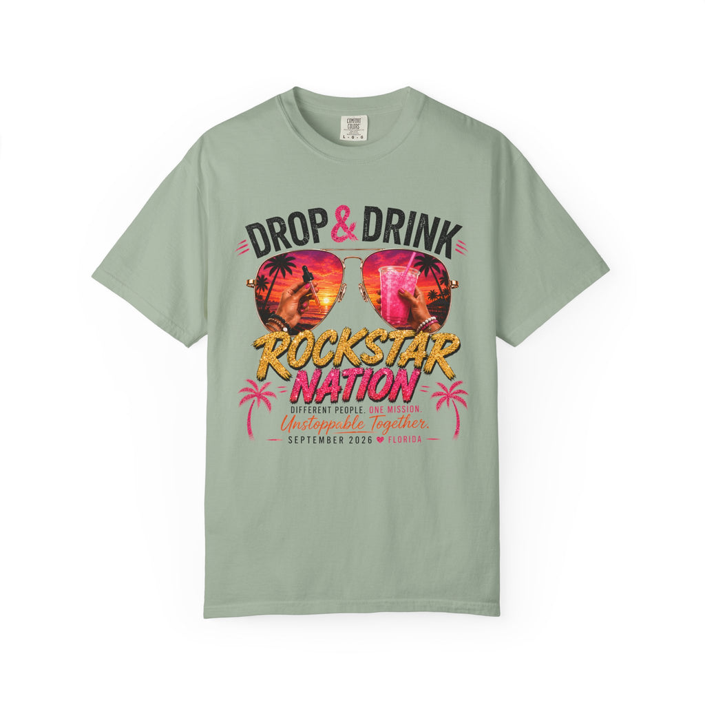 Unisex Drop & Drink Change Lives T-Shirt — Firefighter Sunglasses Graphic Tee