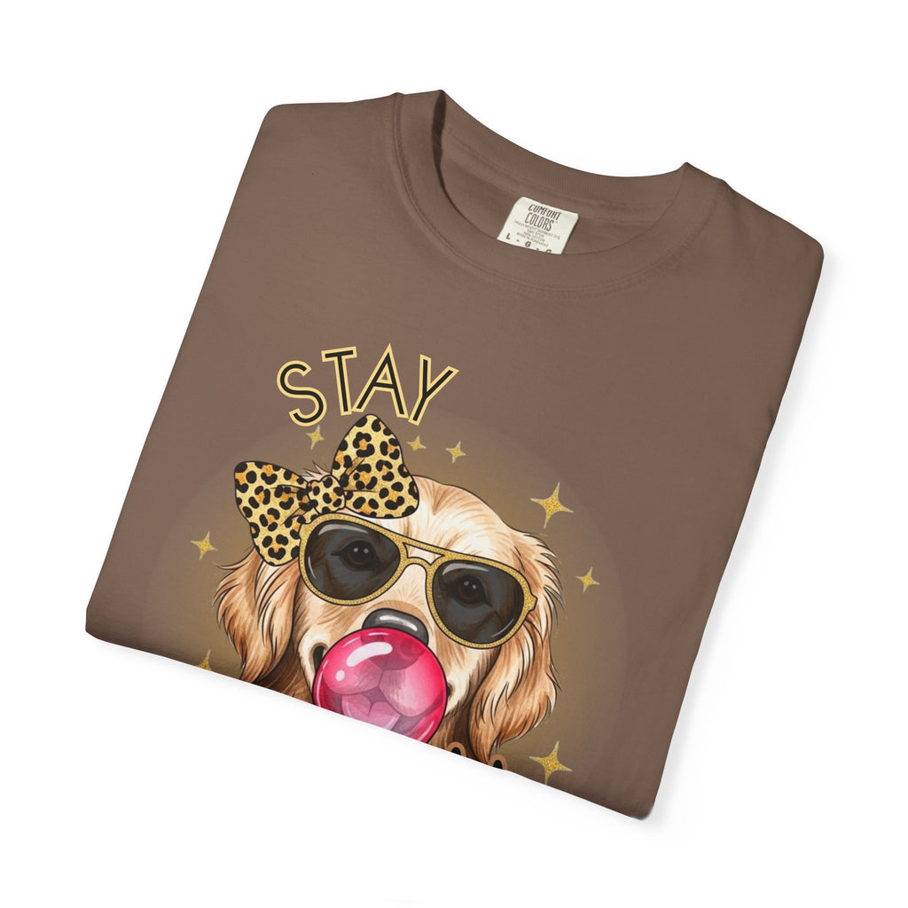 Stay Golden Retriever Shirt, Cute Dog Graphic Tee, Positive Vibes Energy, Bubble Gum Dog T Shirt, Aesthetic Pet Lover Gift, Gift for Her
