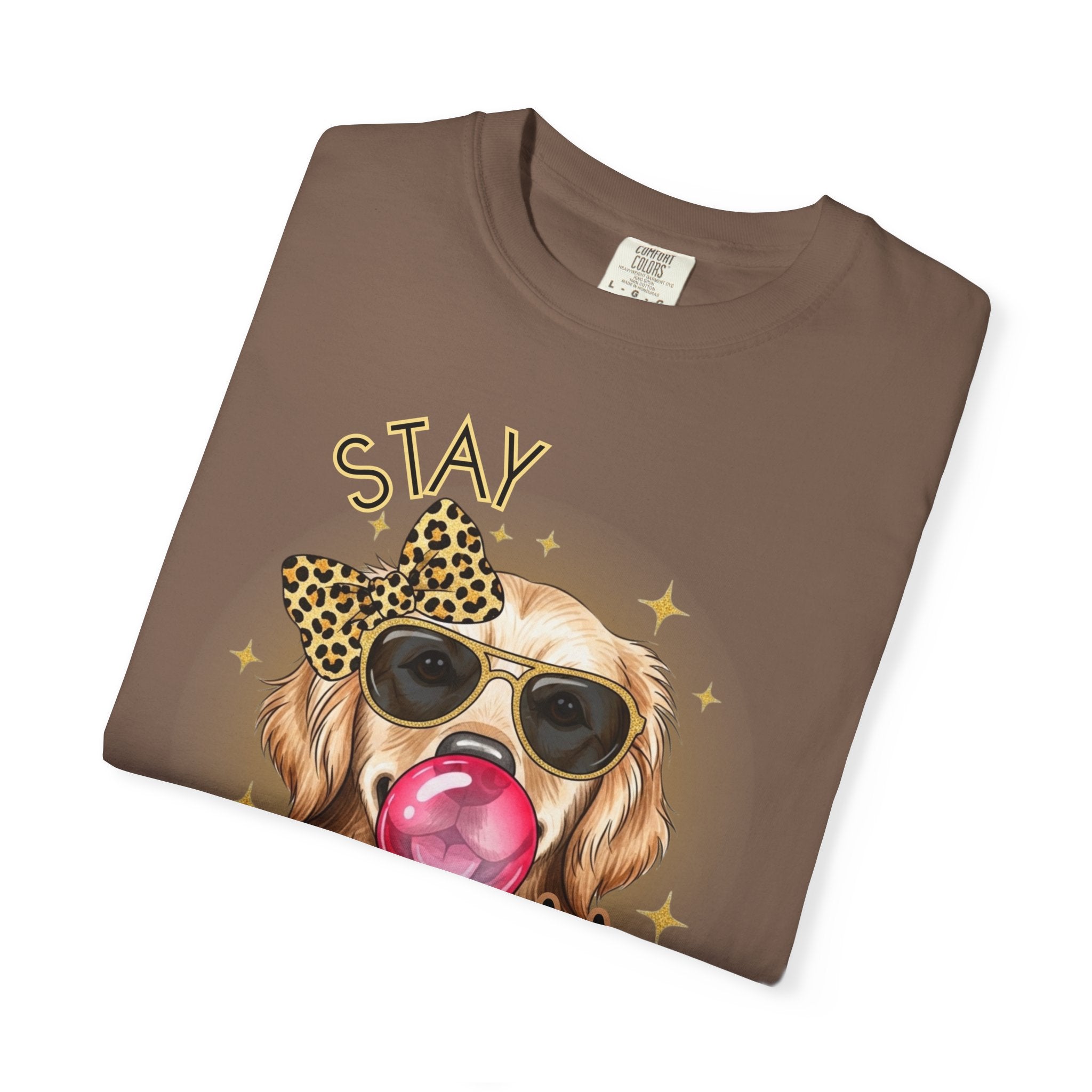 Stay Golden Retriever Shirt, Cute Dog Graphic Tee, Positive Vibes Energy, Bubble Gum Dog T Shirt, Aesthetic Pet Lover Gift, Gift for Her