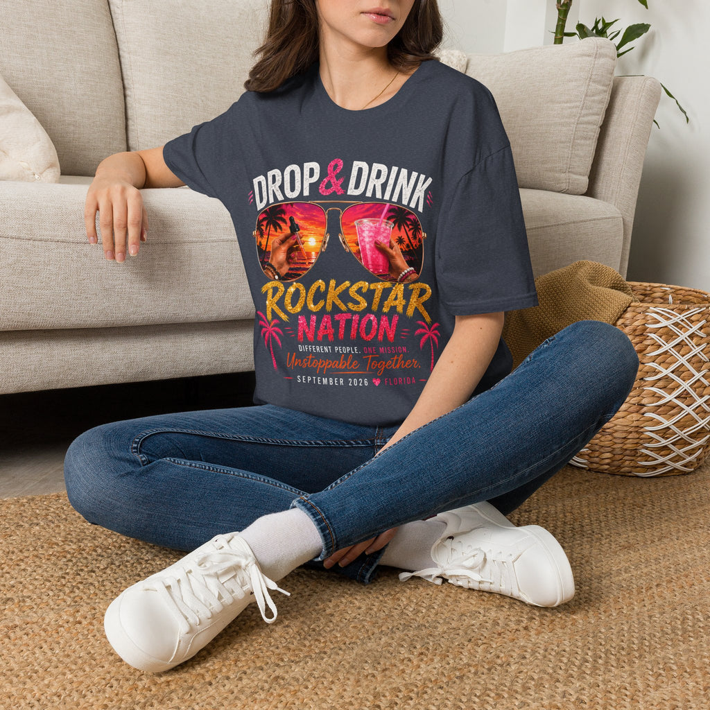 T-Shirt — Drop & Drink Club Florida Retro Palm Sunset Graphic
