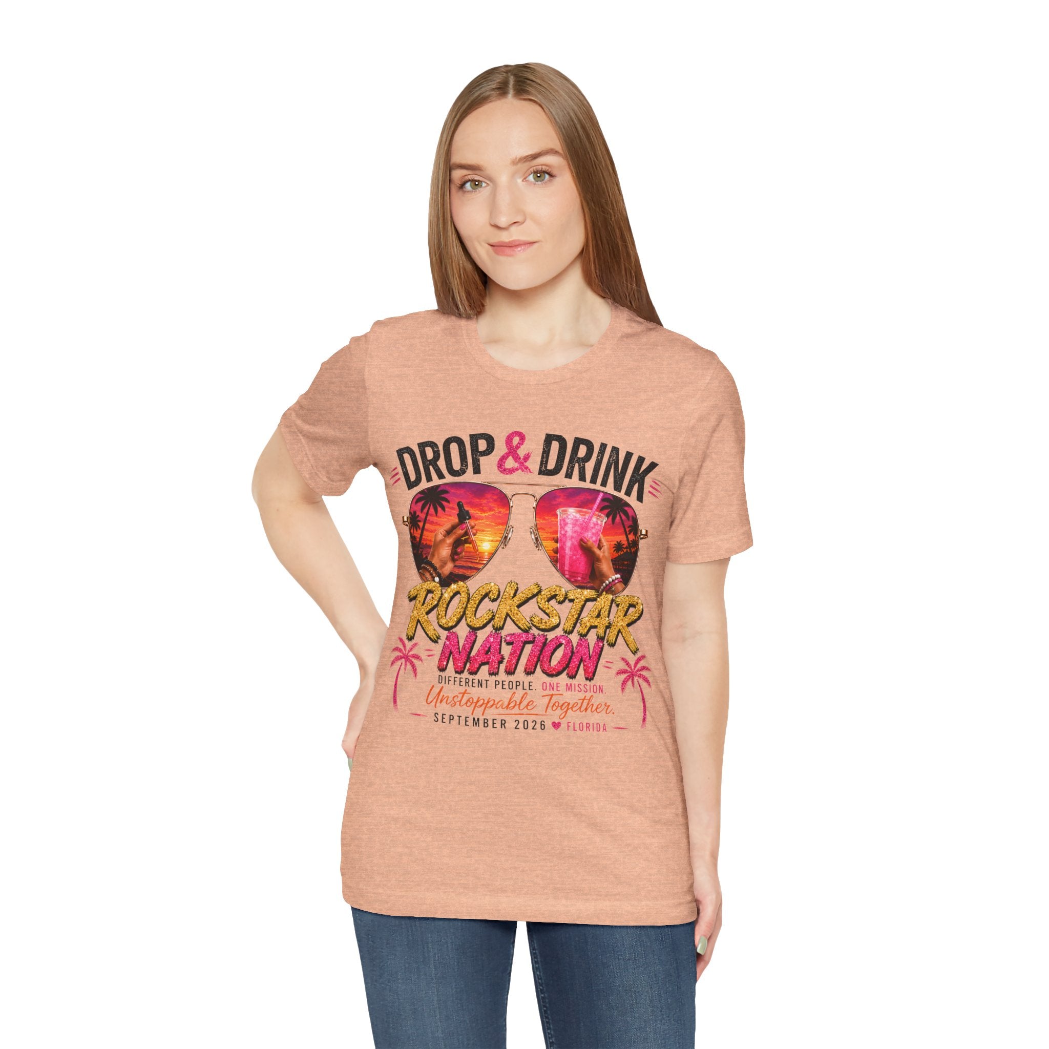 Team Drop & Drink Beach T‑Shirt –  Sunglasses Graphic