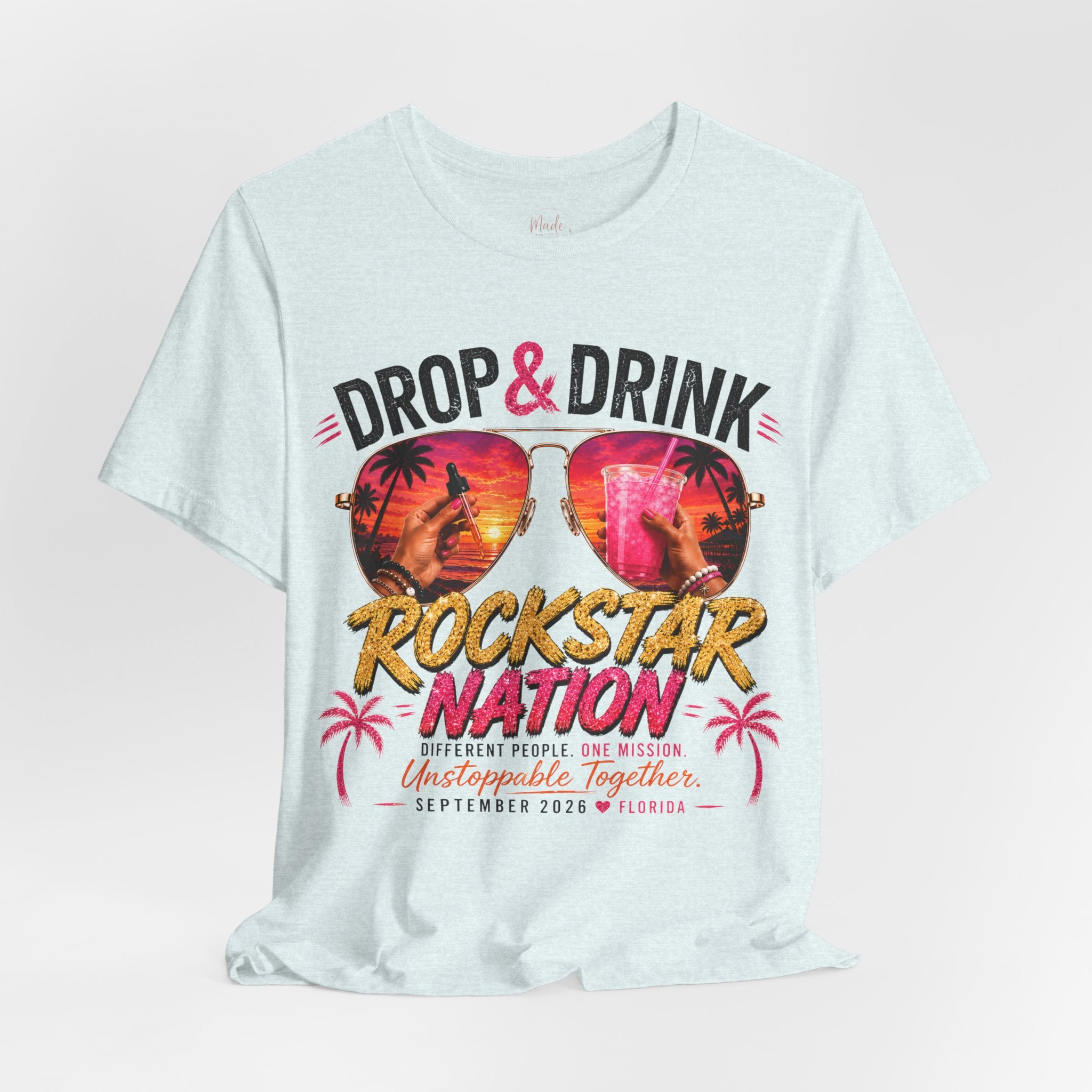Team Drop & Drink Beach T‑Shirt –  Sunglasses Graphic