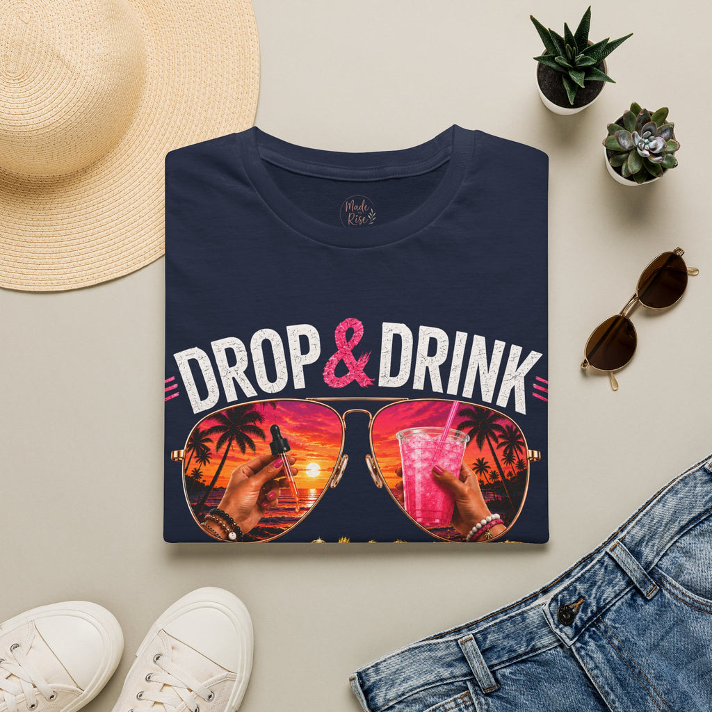 T-Shirt — Drop & Drink Club Florida Retro Palm Sunset Graphic