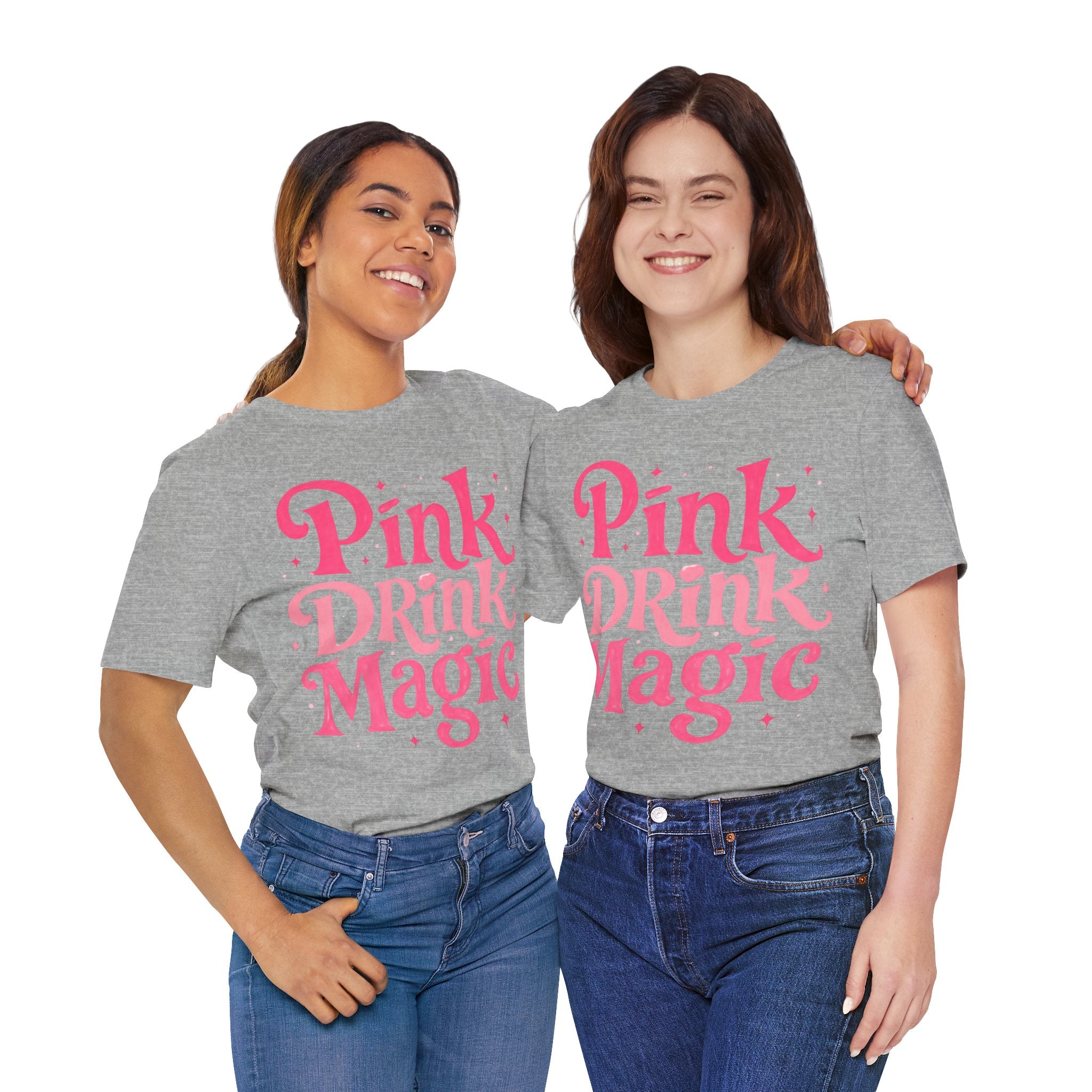 Pink Drink Magic Tee — Cute Retro Script Graphic T-Shirt