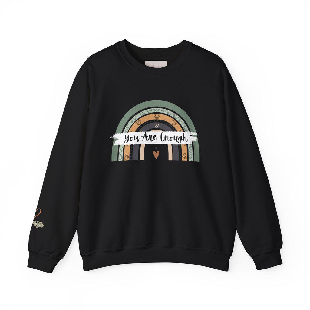 You Are Enough Sweatshirt, Mental Health Sweater, Boho Inspirational Sweatshirt, Rainbow Crewneck Sweatshirt, Cozy Crewneck Sweater