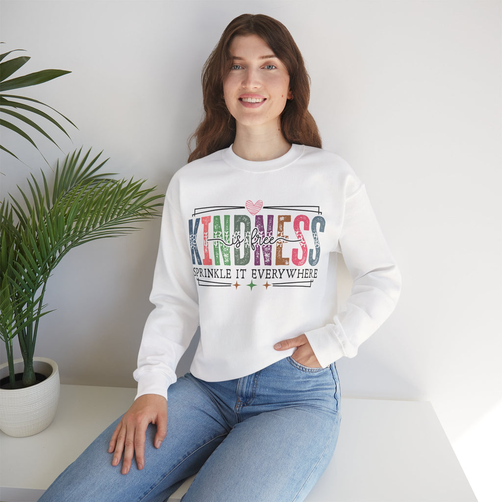 Kindness Is Free Sweatshirt, Retro Pastel Graphic Crewneck, Inspirational Teacher Gift, Gildan 18000 Cozy Fun Pullover