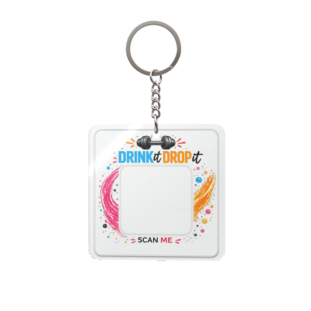 Custom QR Code Square Keychain — Personalized Business Link, Dumbbell Small Acrylic Keyring