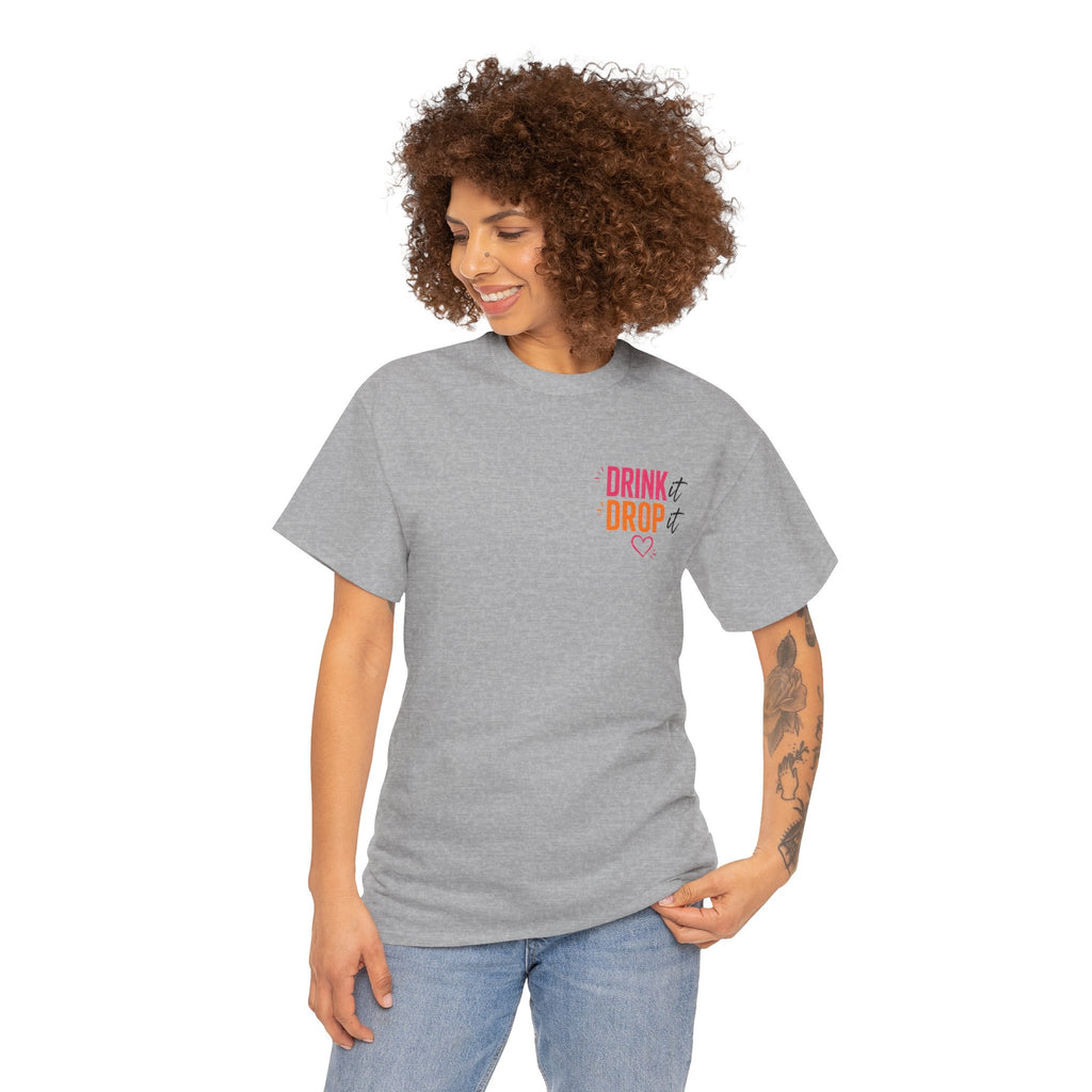 Drink Drop Heart Tee — Cute Minimalist Coffee Graphic T‑Shirt