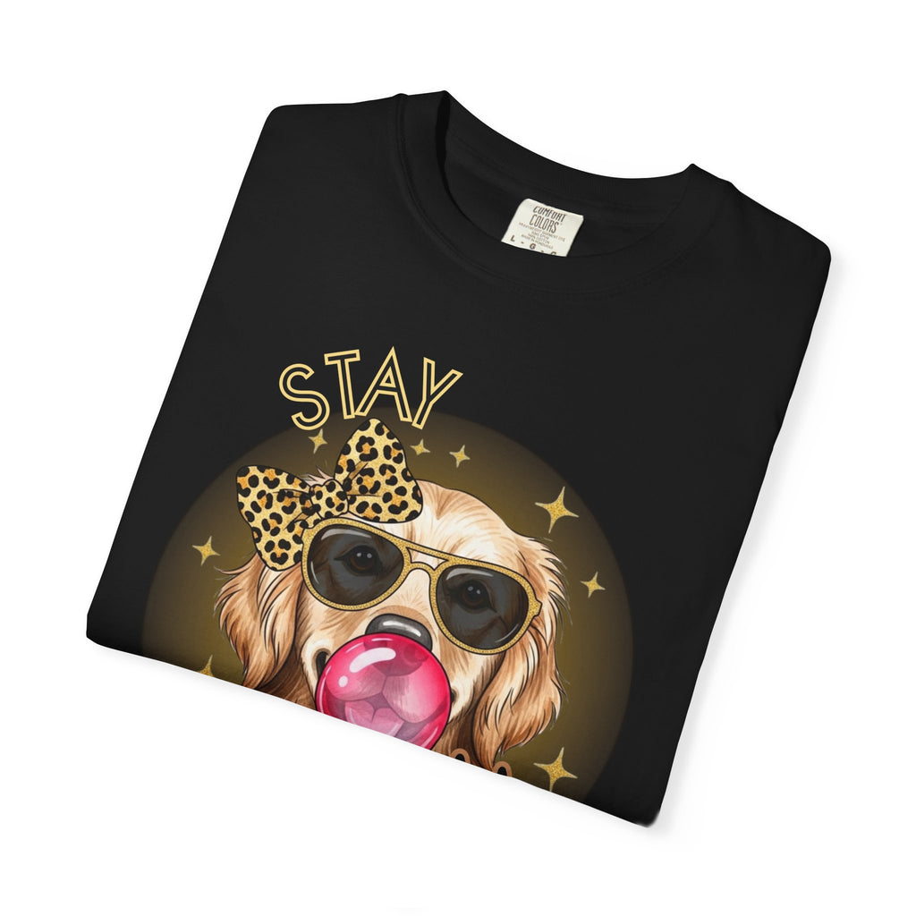 Stay Golden Retriever Shirt, Cute Dog Graphic Tee, Positive Vibes Energy, Bubble Gum Dog T Shirt, Aesthetic Pet Lover Gift, Gift for Her