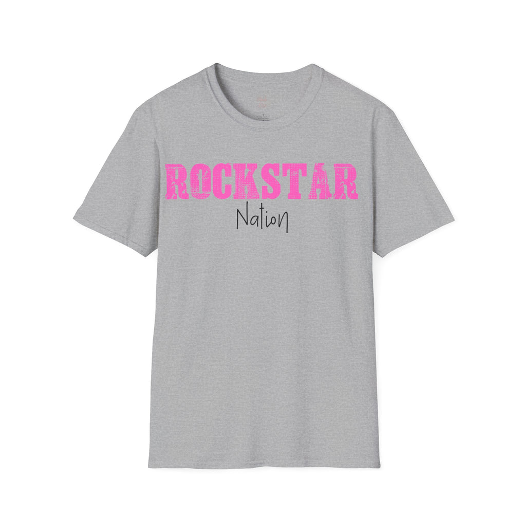 Rockstar Nation T-Shirt — Pink Distressed Graphic Tee