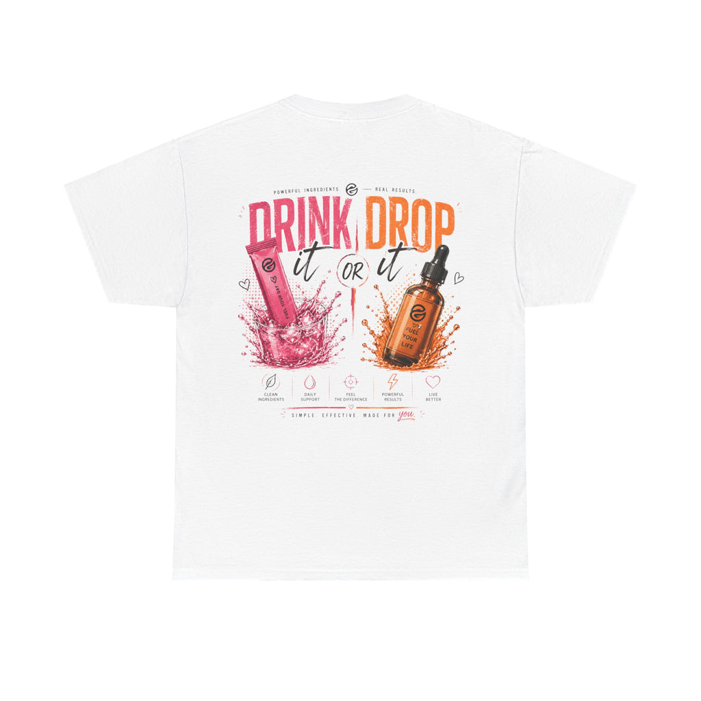 Drink Drop It or Lit Tee — Retro Cocktail Party Graphic T-Shirt