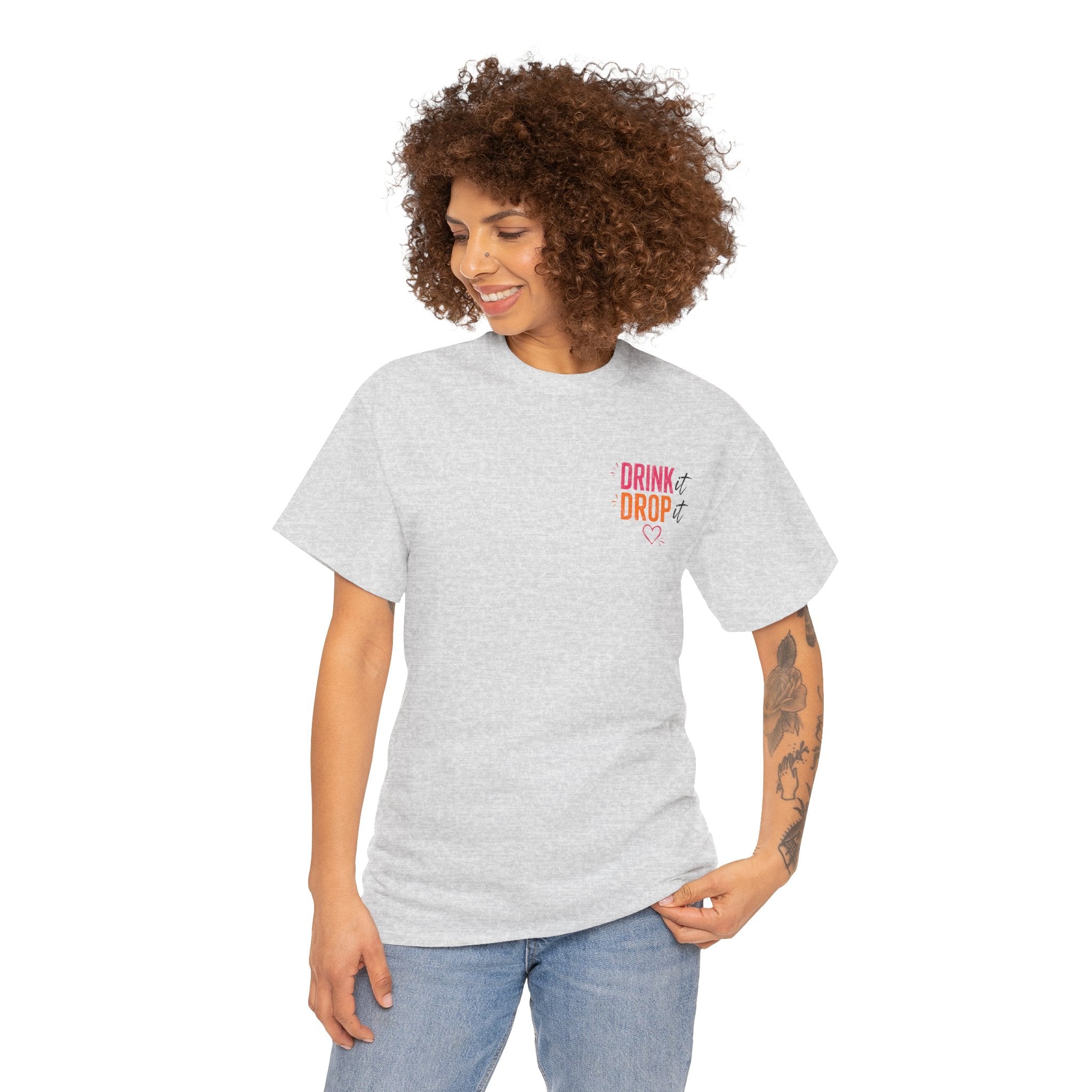 Drink Drop It or Lit Tee — Retro Cocktail Party Graphic T-Shirt