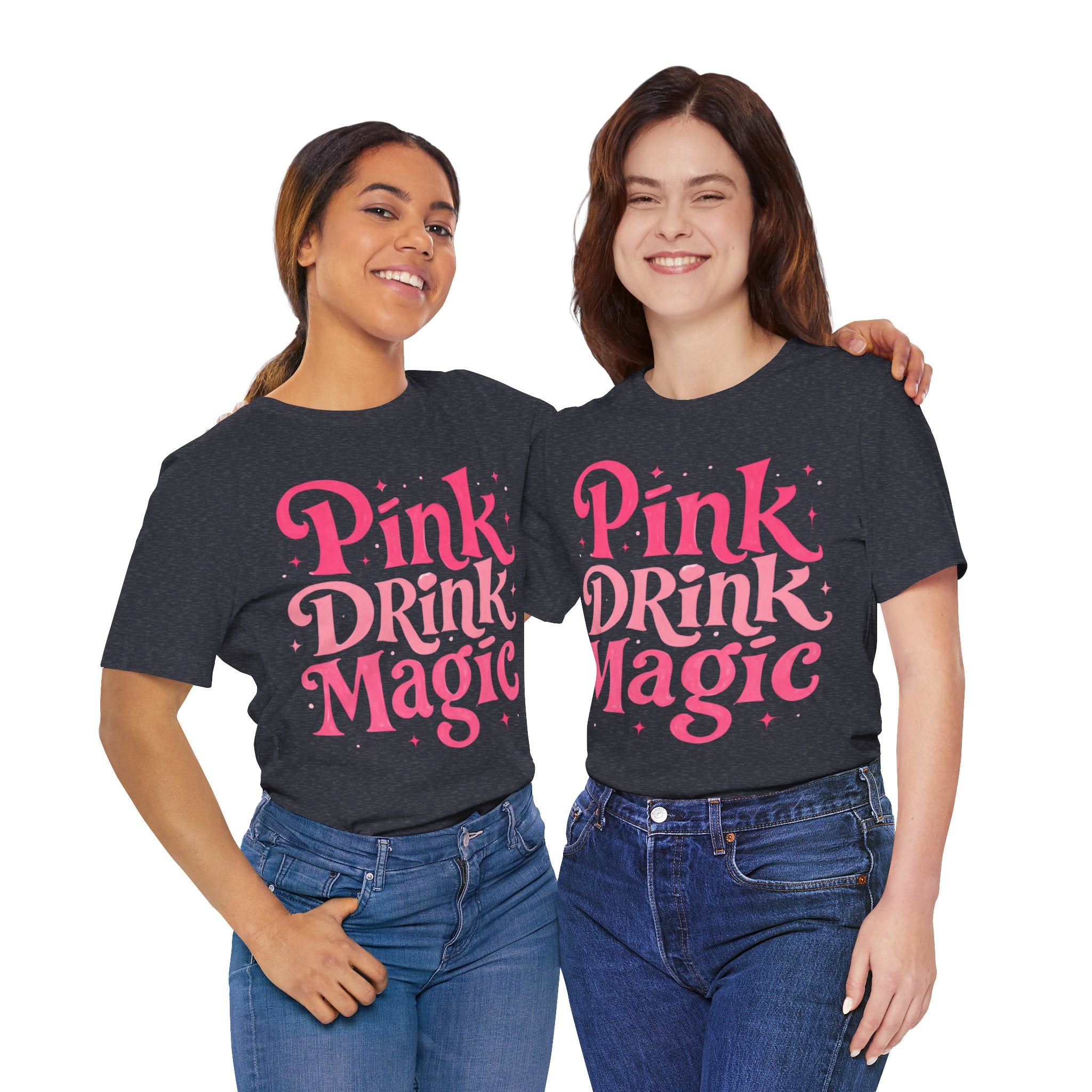 Pink Drink Magic Tee — Cute Retro Script Graphic T-Shirt