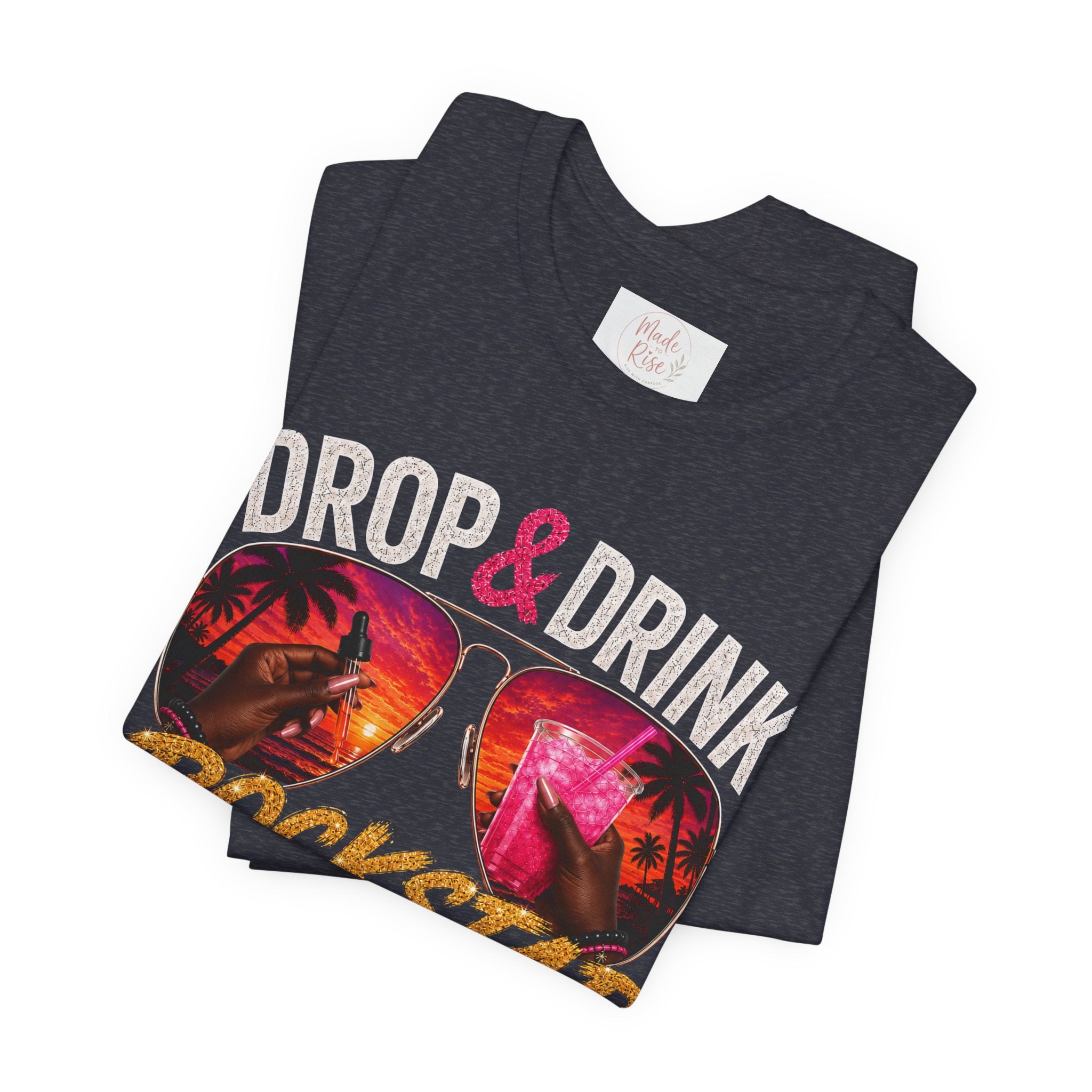 Dark Complexion (women) of Team White Drop & Drink Beach T‑Shirt –  Sunglasses Graphic