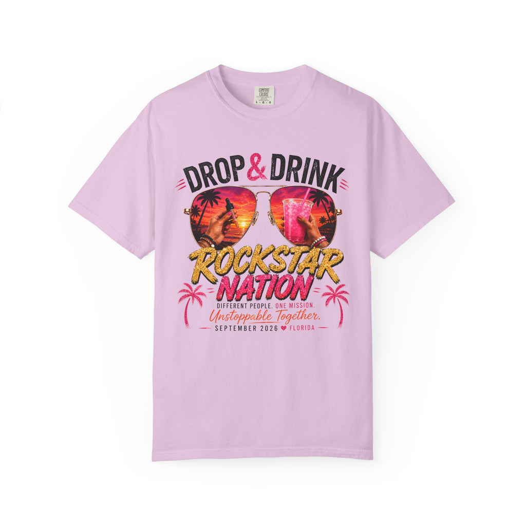 Unisex Drop & Drink Change Lives T-Shirt — Firefighter Sunglasses Graphic Tee