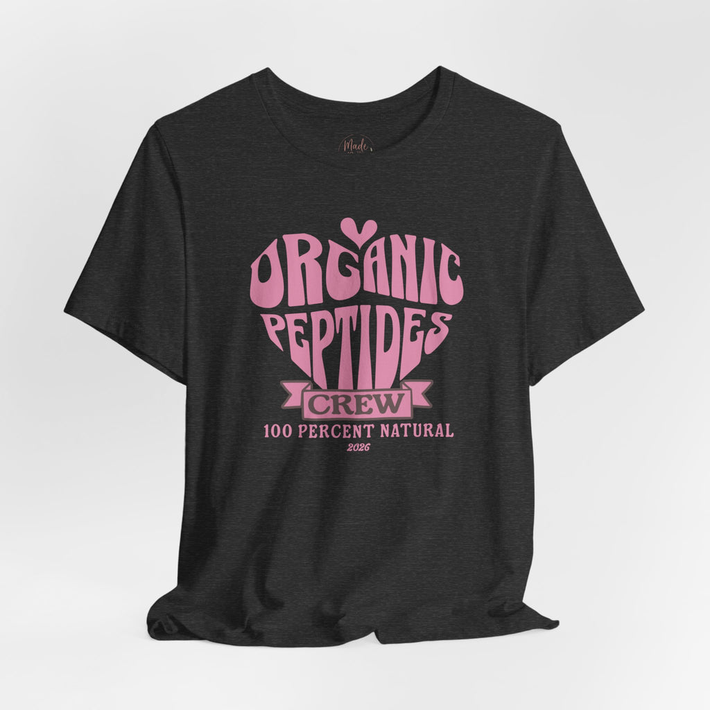 Organic Peptides Tee — Cute Retro Script Graphic T-Shirt