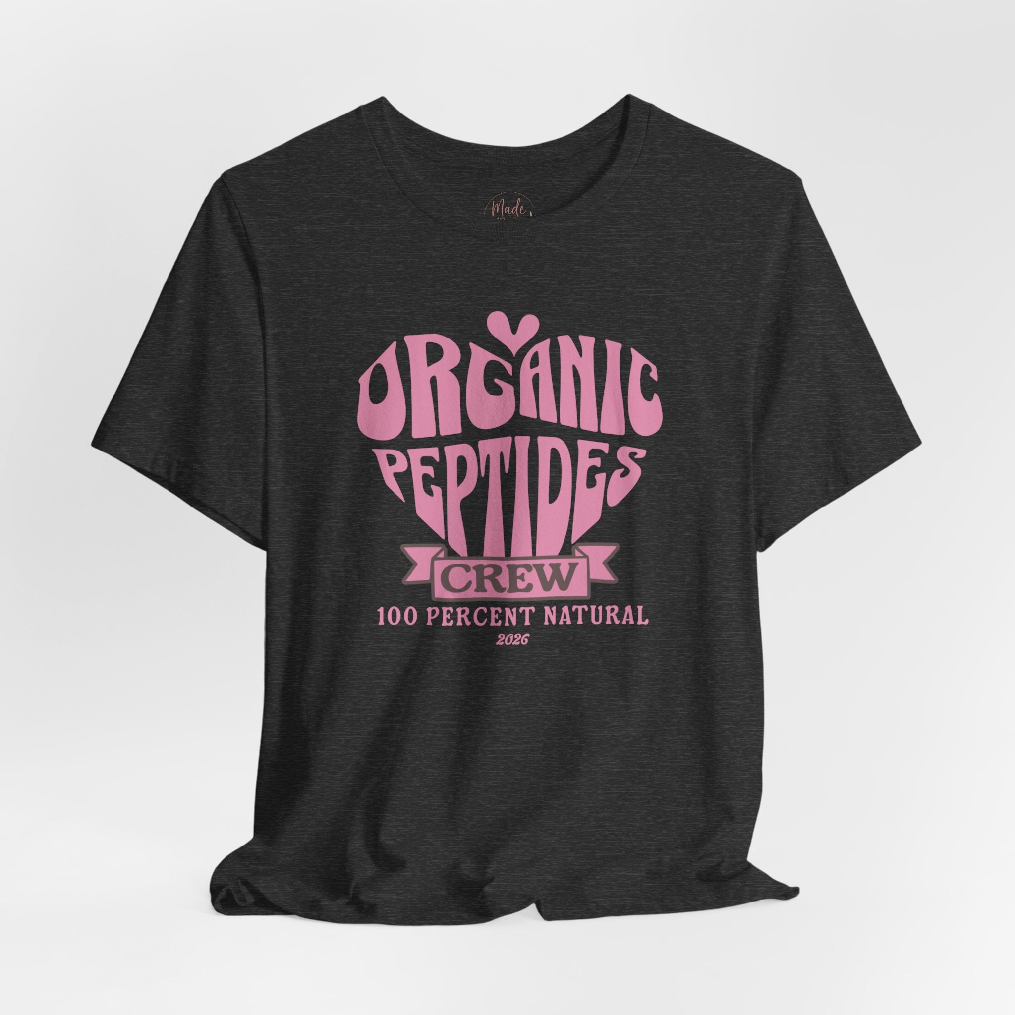 Organic Peptides Tee — Cute Retro Script Graphic T-Shirt