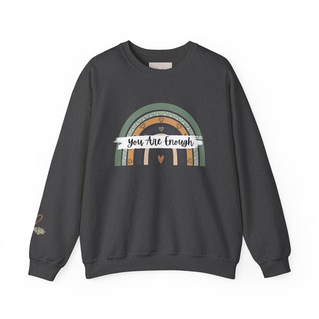 You Are Enough Sweatshirt, Mental Health Sweater, Boho Inspirational Sweatshirt, Rainbow Crewneck Sweatshirt, Cozy Crewneck Sweater