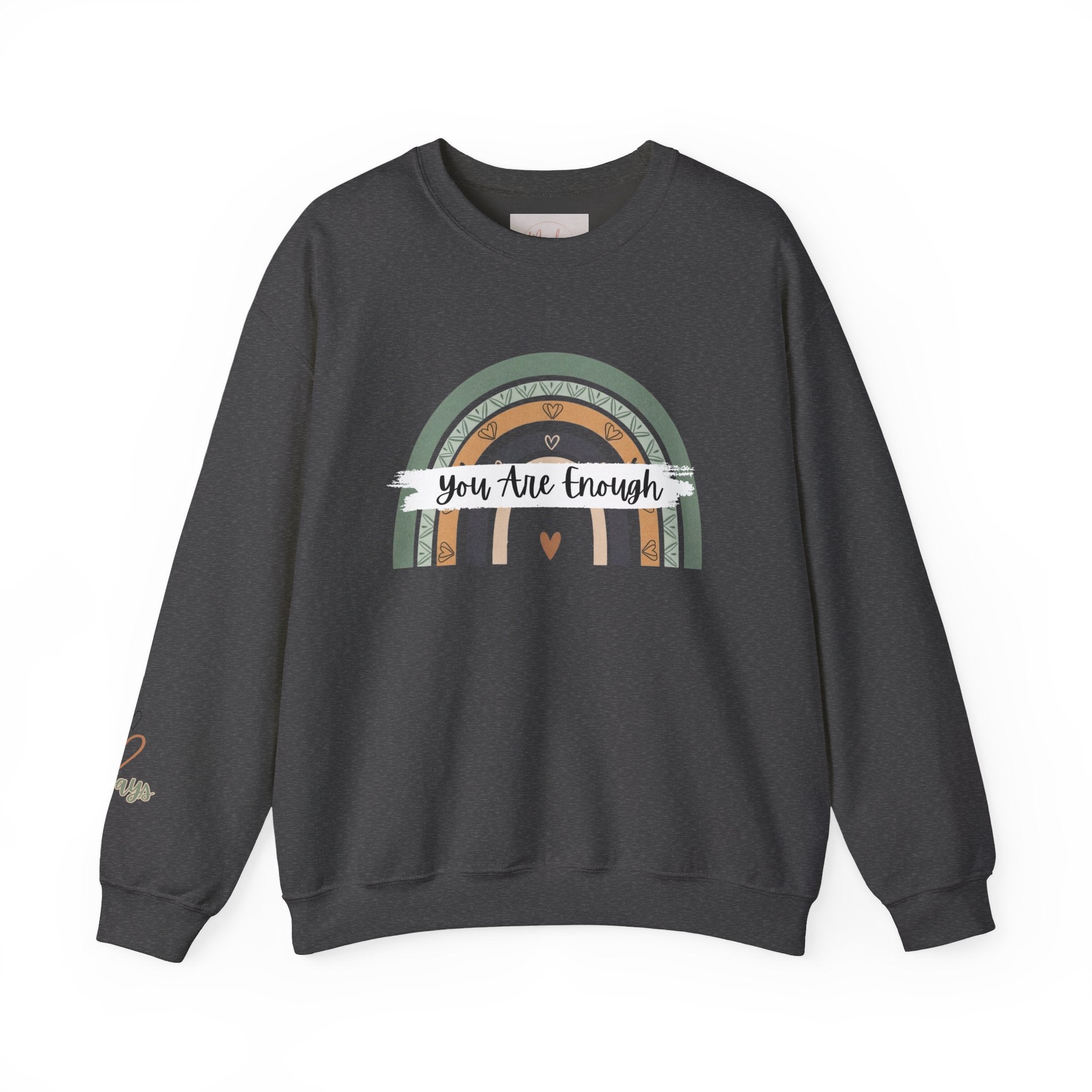 You Are Enough Sweatshirt, Mental Health Sweater, Boho Inspirational Sweatshirt, Rainbow Crewneck Sweatshirt, Cozy Crewneck Sweater