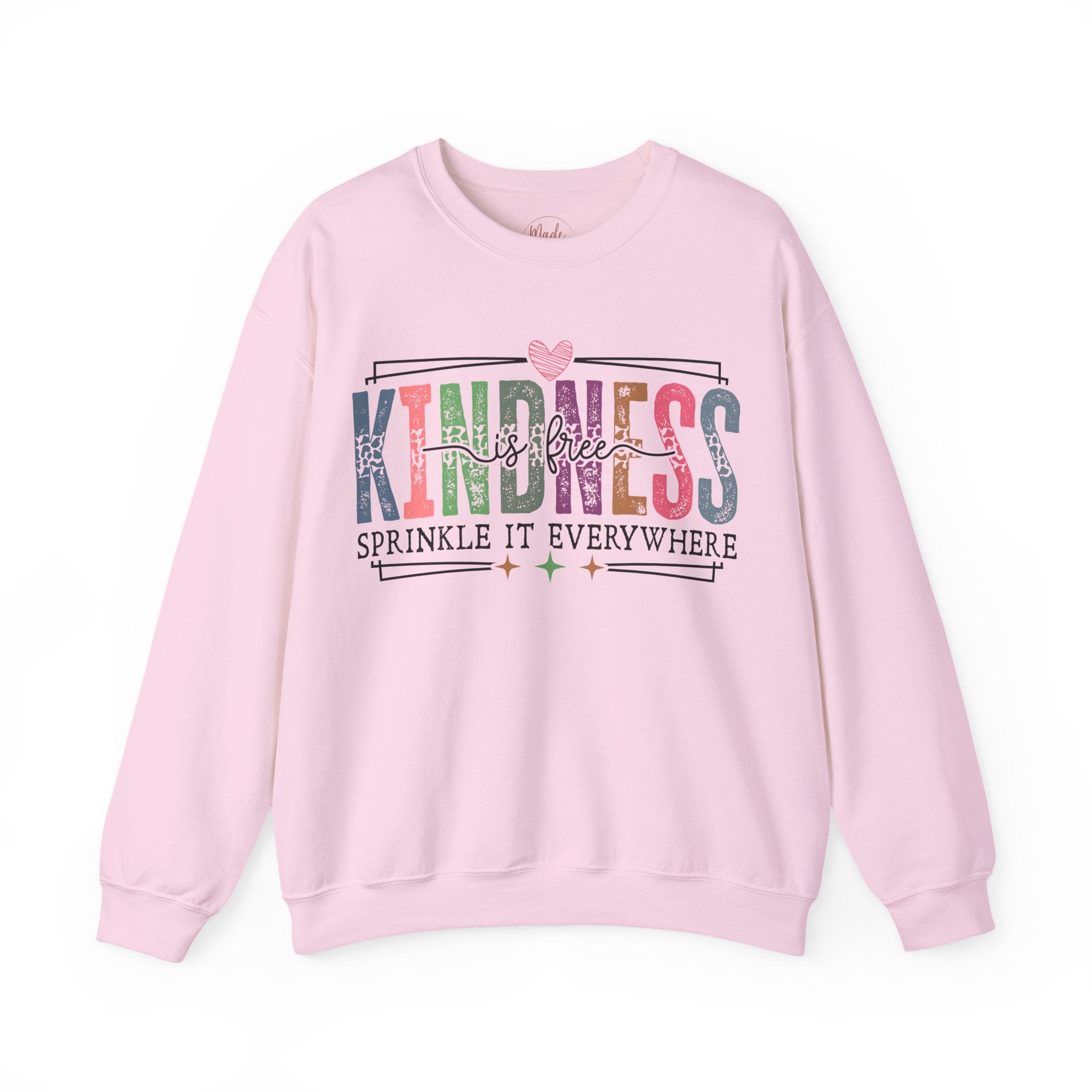Kindness Is Free Sweatshirt, Retro Pastel Graphic Crewneck, Inspirational Teacher Gift, Gildan 18000 Cozy Fun Pullover