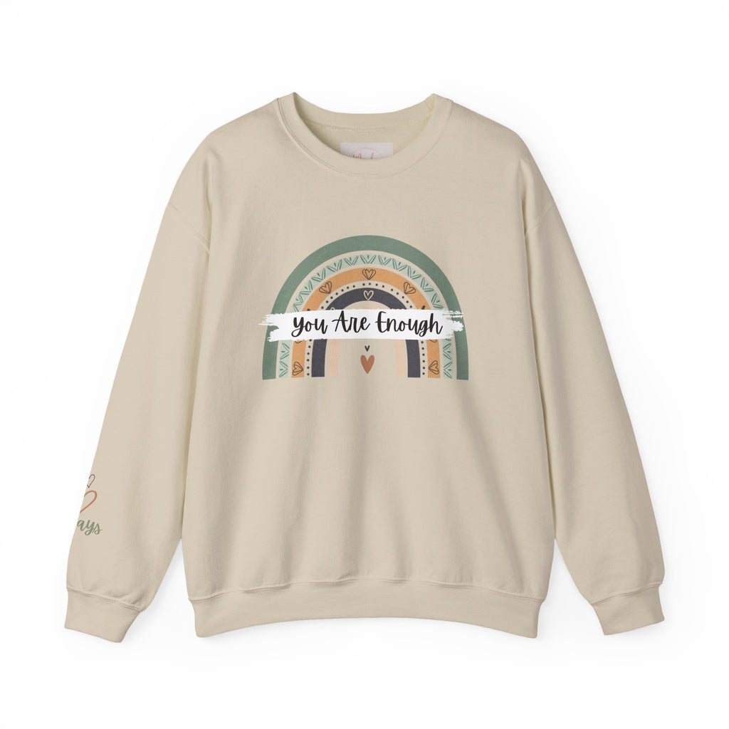You Are Enough Sweatshirt, Mental Health Sweater, Boho Inspirational Sweatshirt, Rainbow Crewneck Sweatshirt, Cozy Crewneck Sweater