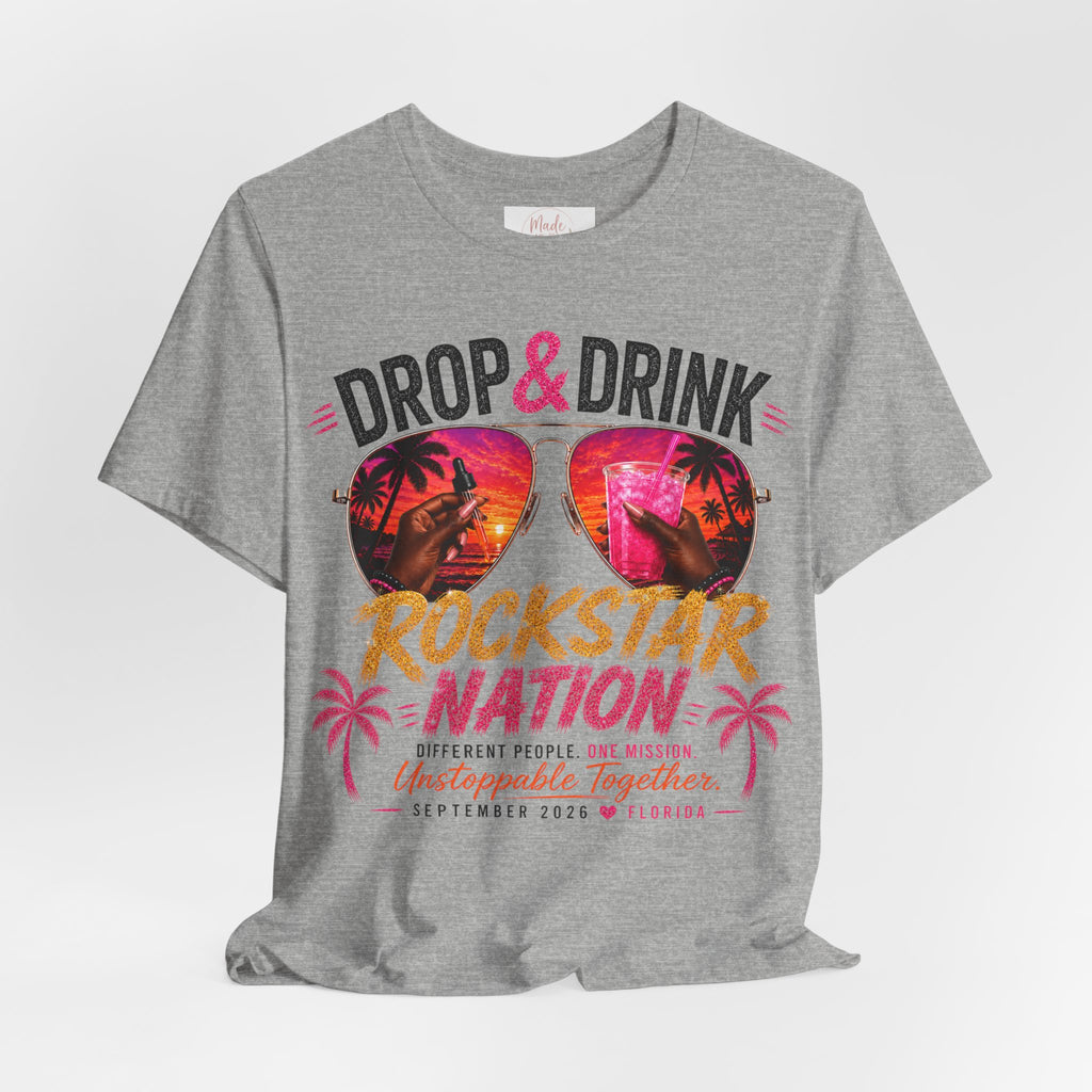 Dark Complexion (women) of Team Black Drop & Drink Beach T‑Shirt –  Sunglasses Graphic
