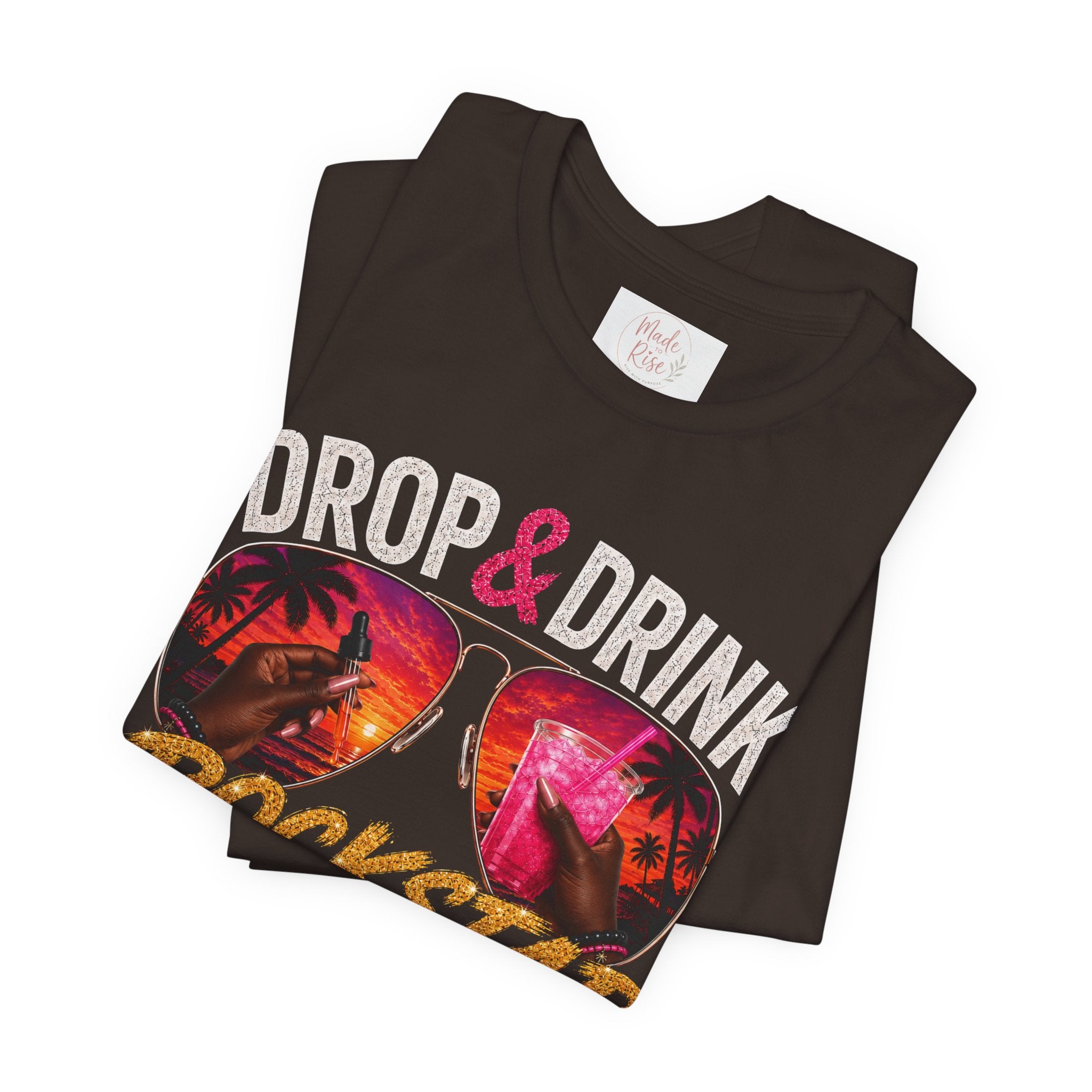 Dark Complexion (women) of Team White Drop & Drink Beach T‑Shirt –  Sunglasses Graphic