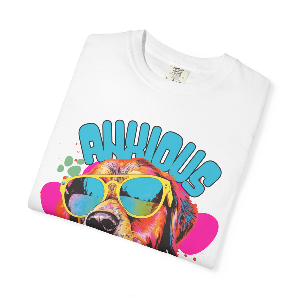 Retro Golden Retriever Shirt, Anxious but Pawsitive Tee, Mental Health Dog Mom, Comfort Colors Colorful Puppy T Shirt, Dog Lover Gift