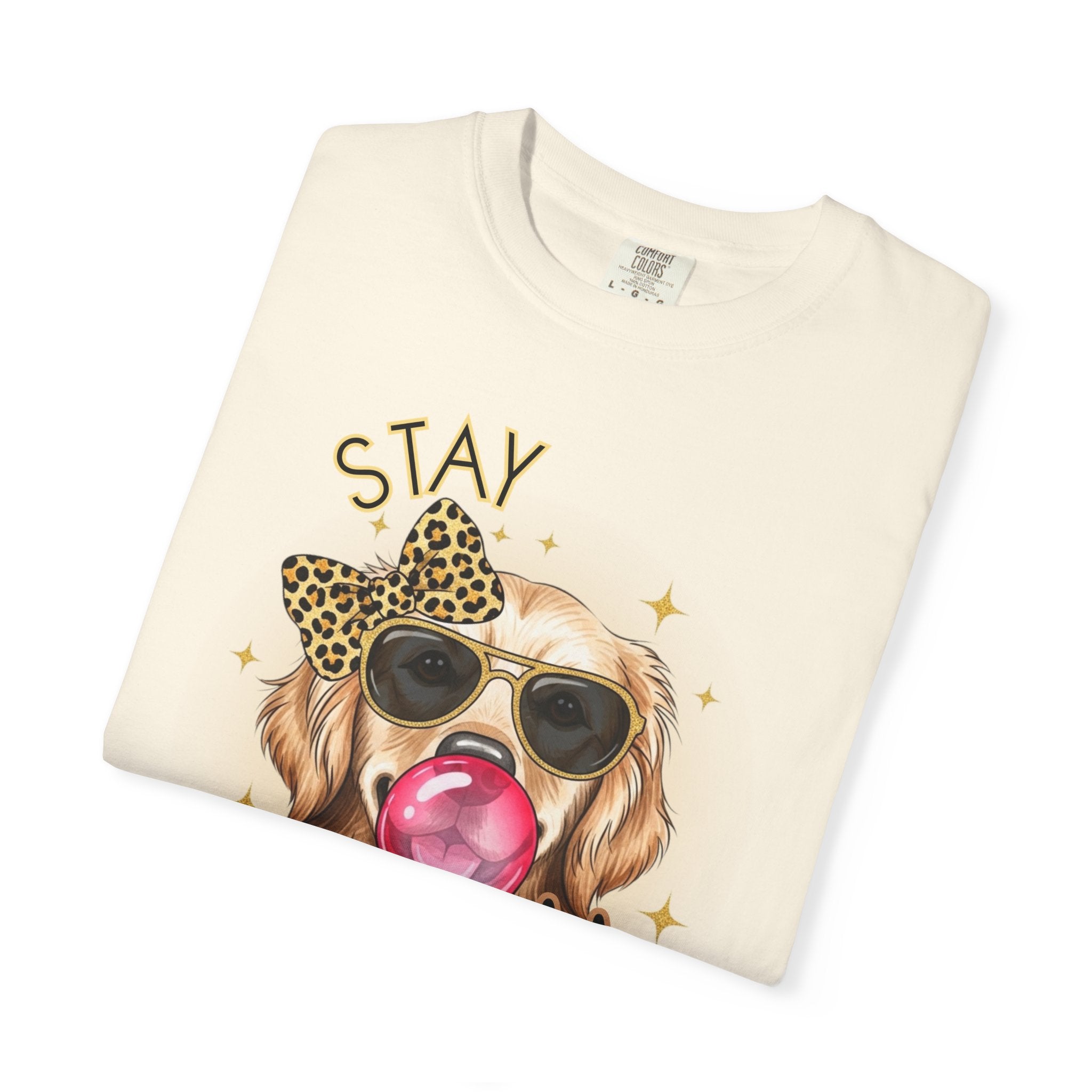 Stay Golden Retriever Shirt, Cute Dog Graphic Tee, Positive Vibes Energy, Bubble Gum Dog T Shirt, Aesthetic Pet Lover Gift, Gift for Her