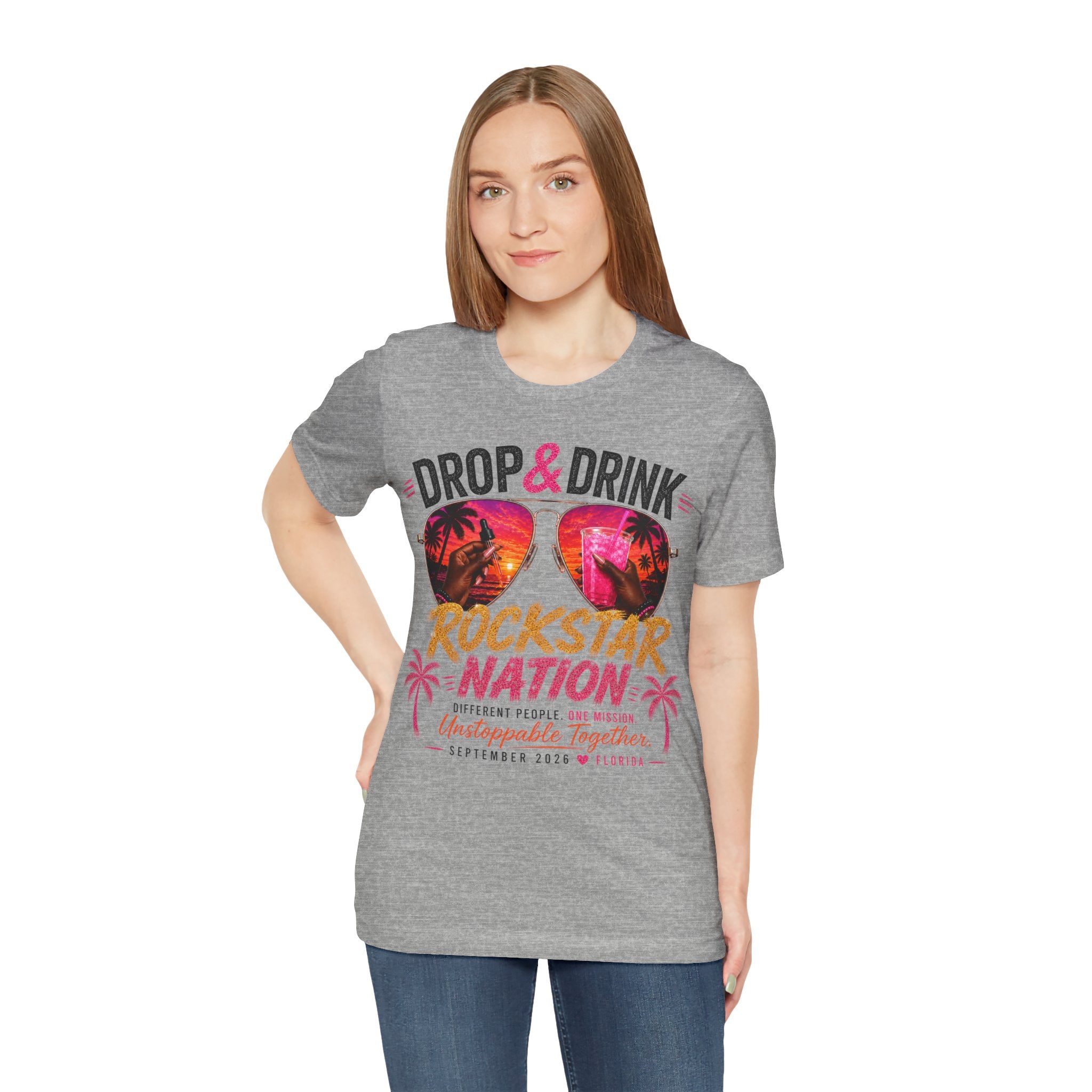 Dark Complexion (women) of Team Black Drop & Drink Beach T‑Shirt –  Sunglasses Graphic