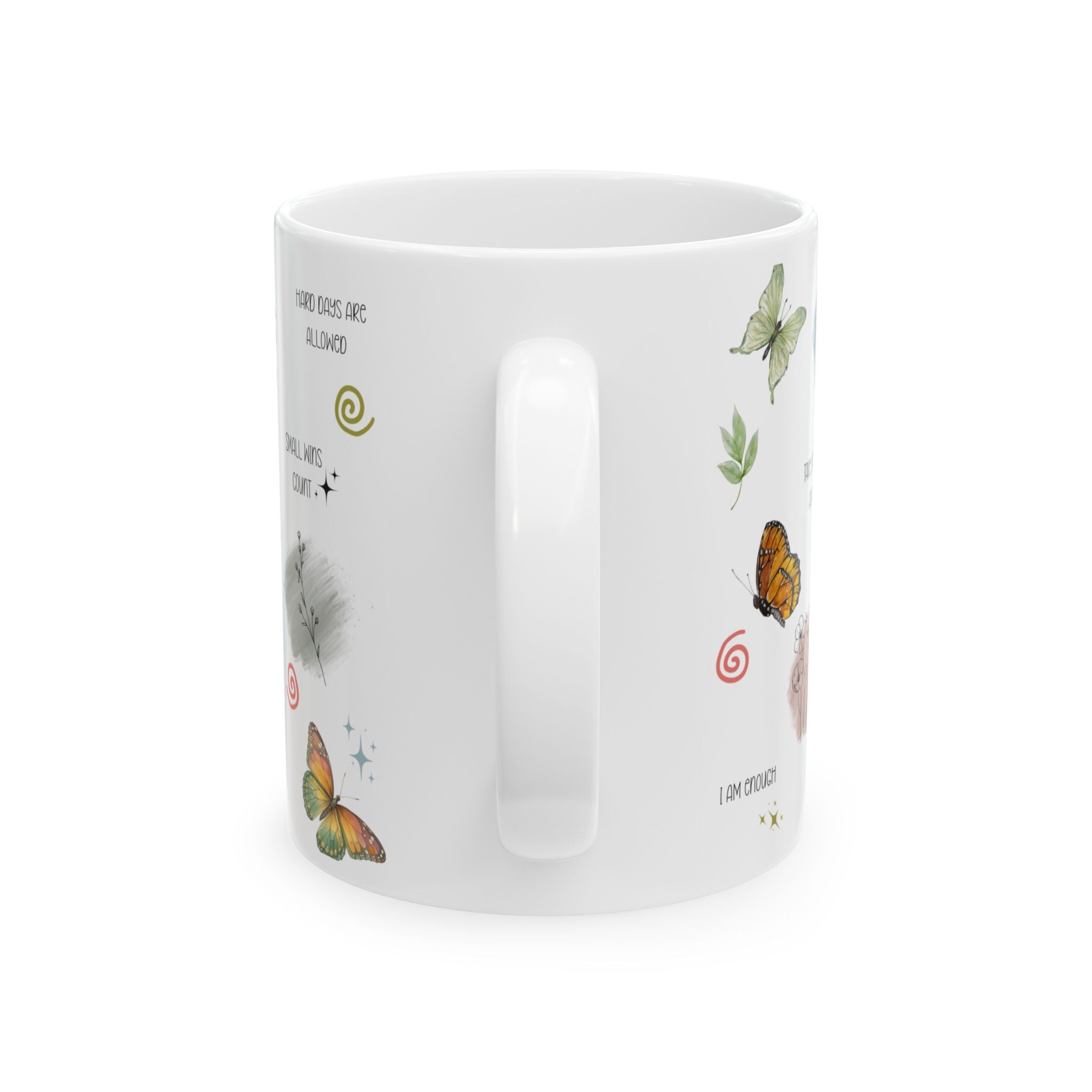Butterflies and Botanicals Affirmations Mug Ceramic Coffee Cup Daily Reminders Gift Mental Health Awareness kitchen Gift for Her