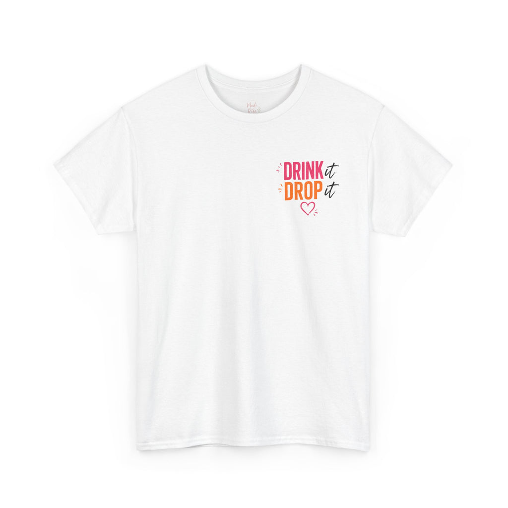Drink Drop Heart Tee — Cute Minimalist Coffee Graphic T‑Shirt
