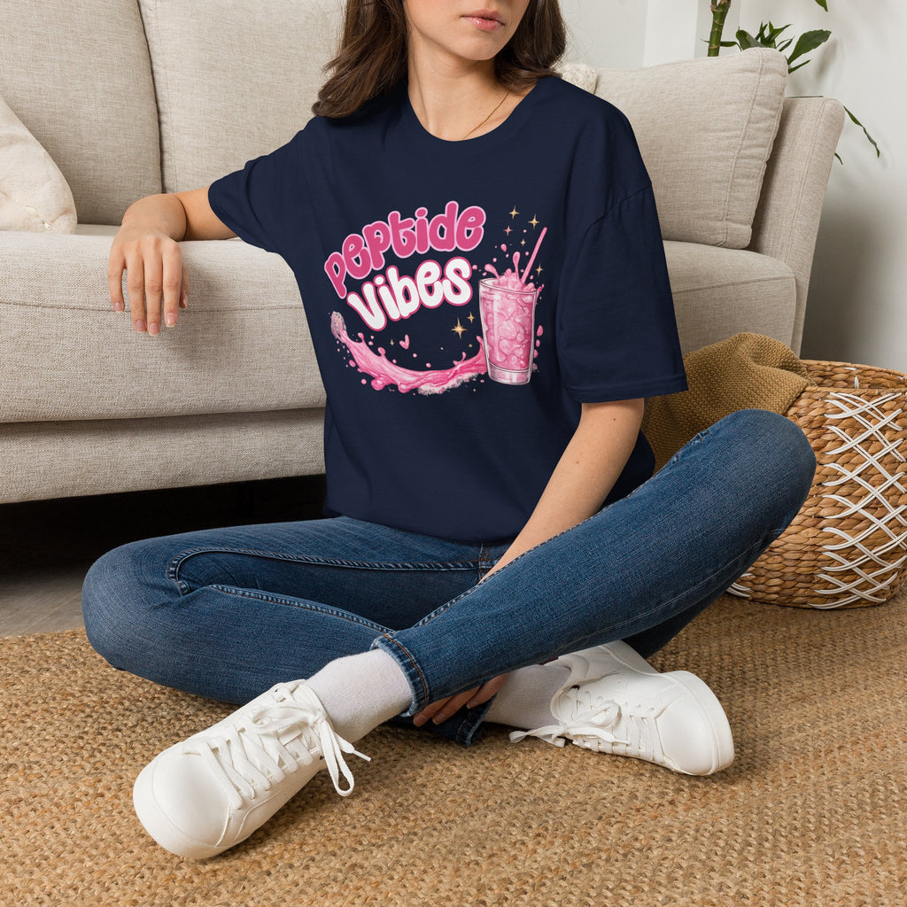 Peptide Vibes T-Shirt — Pink Boba Drink Graphic Tee
