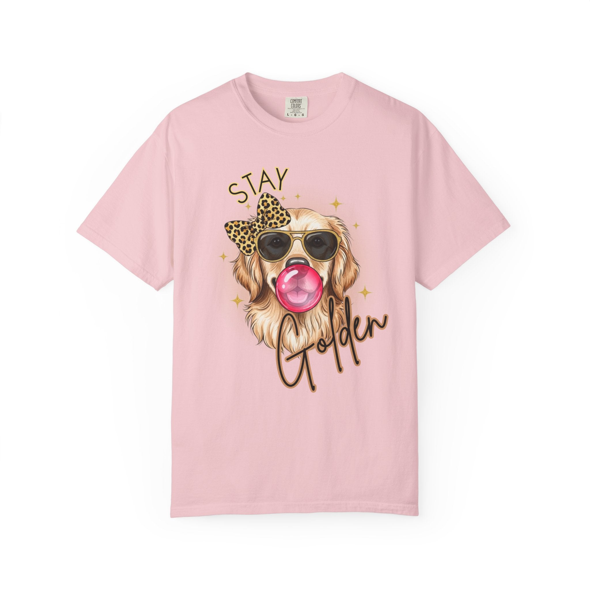 Stay Golden Retriever Shirt, Cute Dog Graphic Tee, Positive Vibes Energy, Bubble Gum Dog T Shirt, Aesthetic Pet Lover Gift, Gift for Her