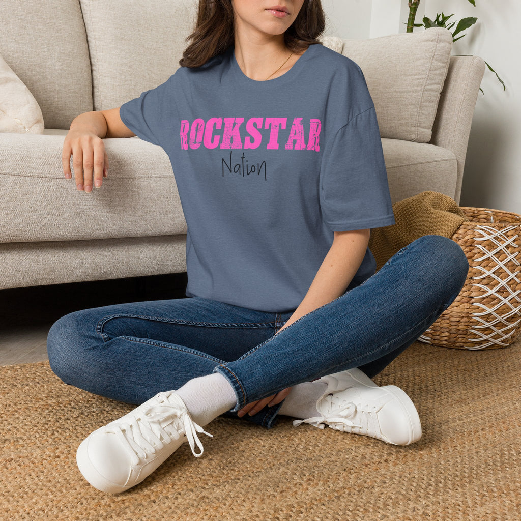 Rockstar Nation T-Shirt — Pink Distressed Graphic Tee
