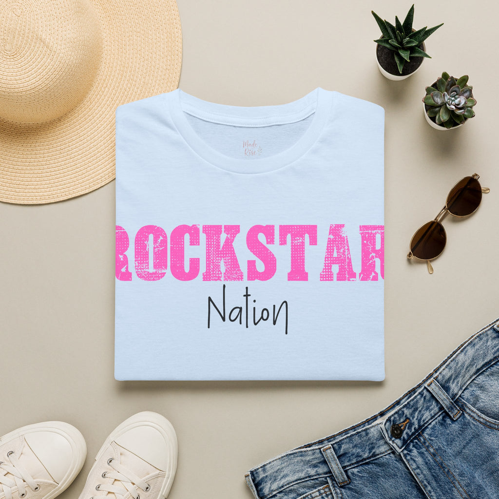 Rockstar Nation T-Shirt — Pink Distressed Graphic Tee