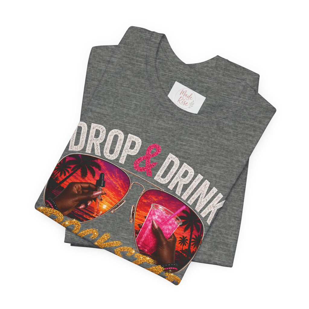 Dark Complexion (women) of Team White Drop & Drink Beach T‑Shirt –  Sunglasses Graphic