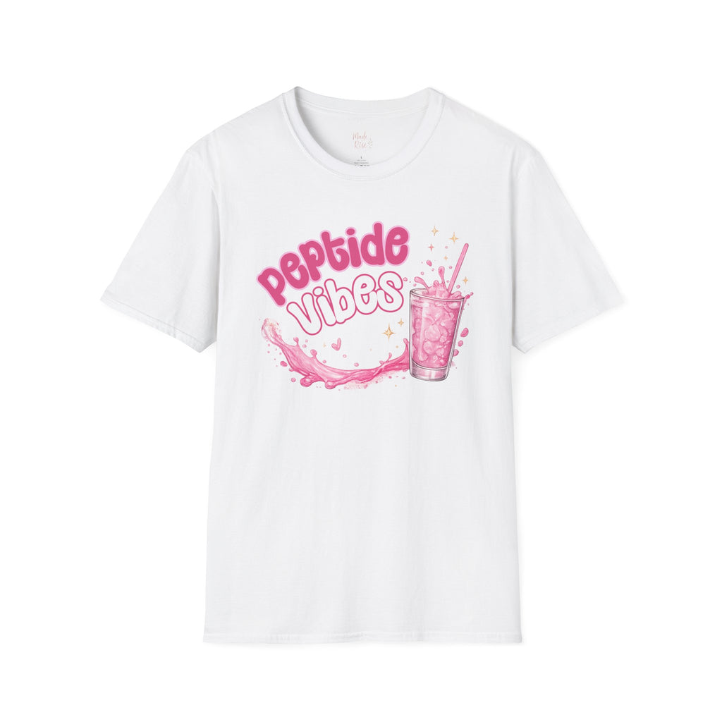 Peptide Vibes T-Shirt — Pink Boba Drink Graphic Tee
