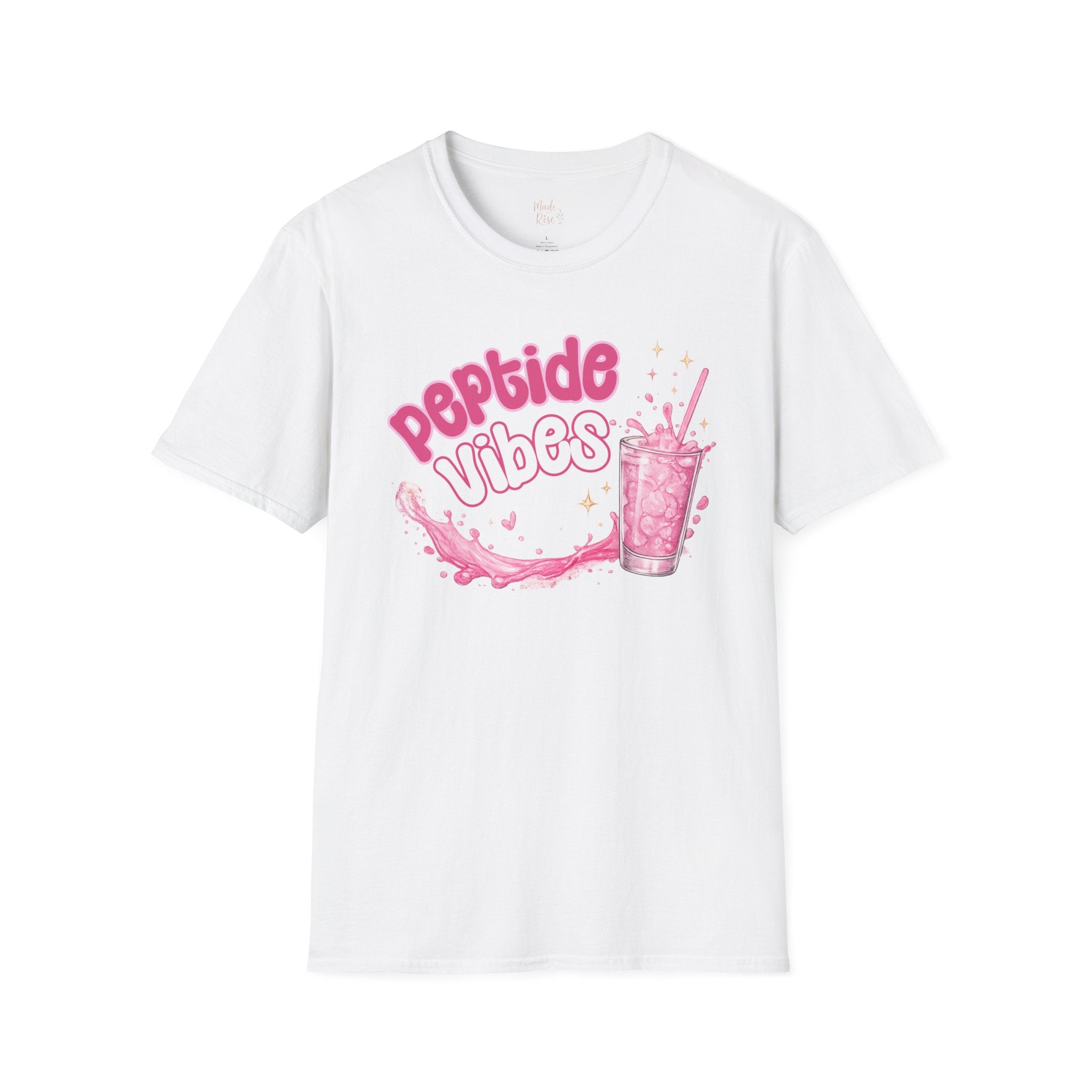 Peptide Vibes T-Shirt — Pink Boba Drink Graphic Tee