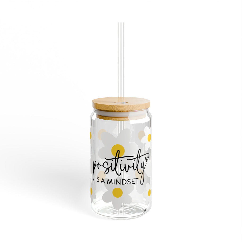 Positivity Is a Mindset 16oz Glass Sipper Cup
